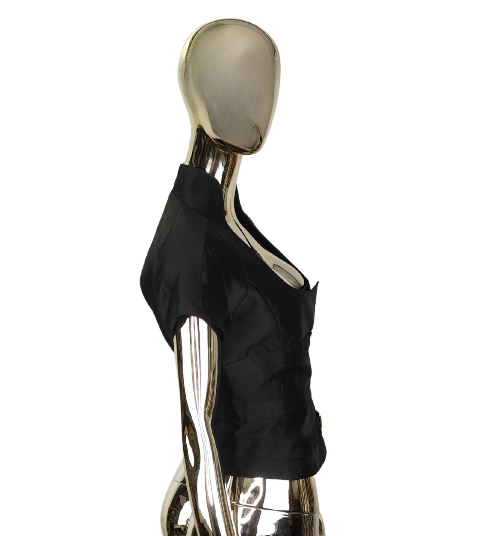 Dolce&Gabbana buckles corset top and skirt black silk set In Good Condition For Sale In Milano, IT