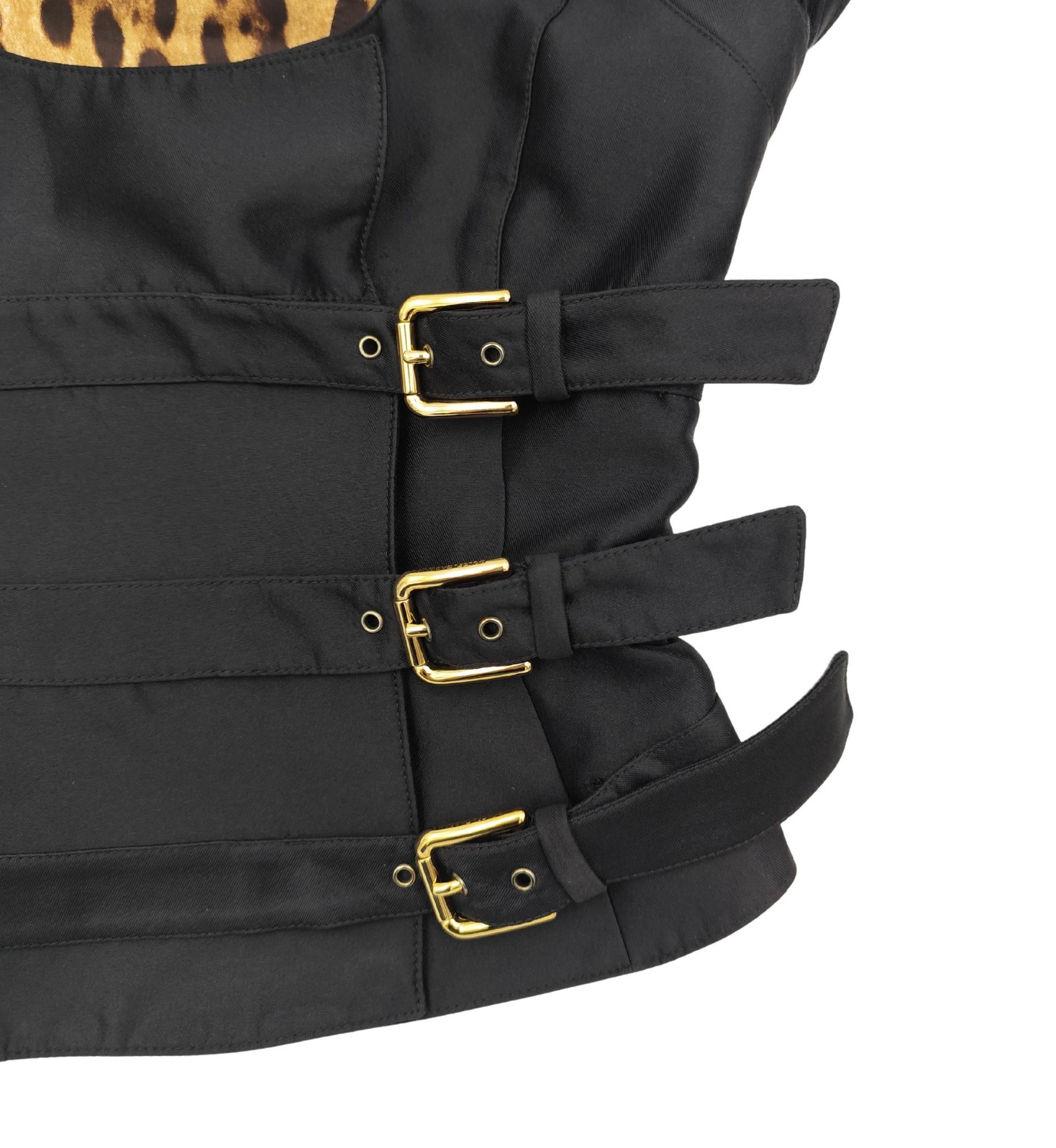 Dolce&Gabbana buckles corset top and skirt black silk set For Sale 1