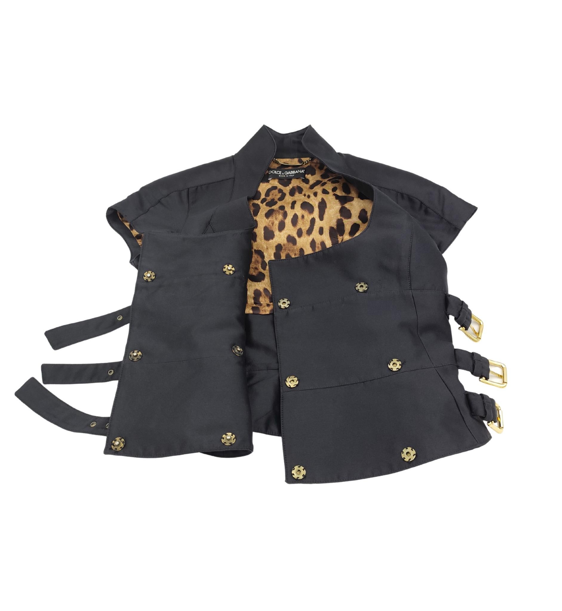 Dolce&Gabbana buckles corset top and skirt black silk set For Sale 2