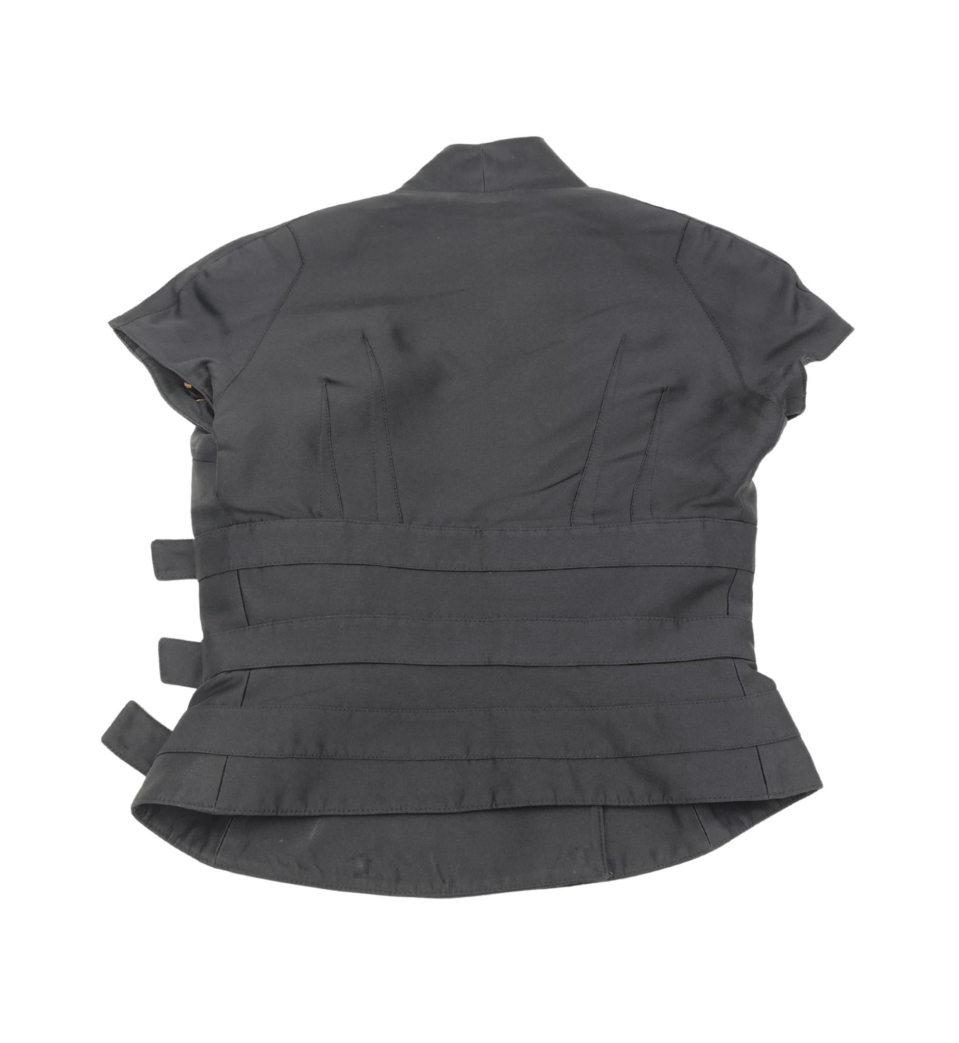 Dolce&Gabbana buckles corset top and skirt black silk set For Sale 3