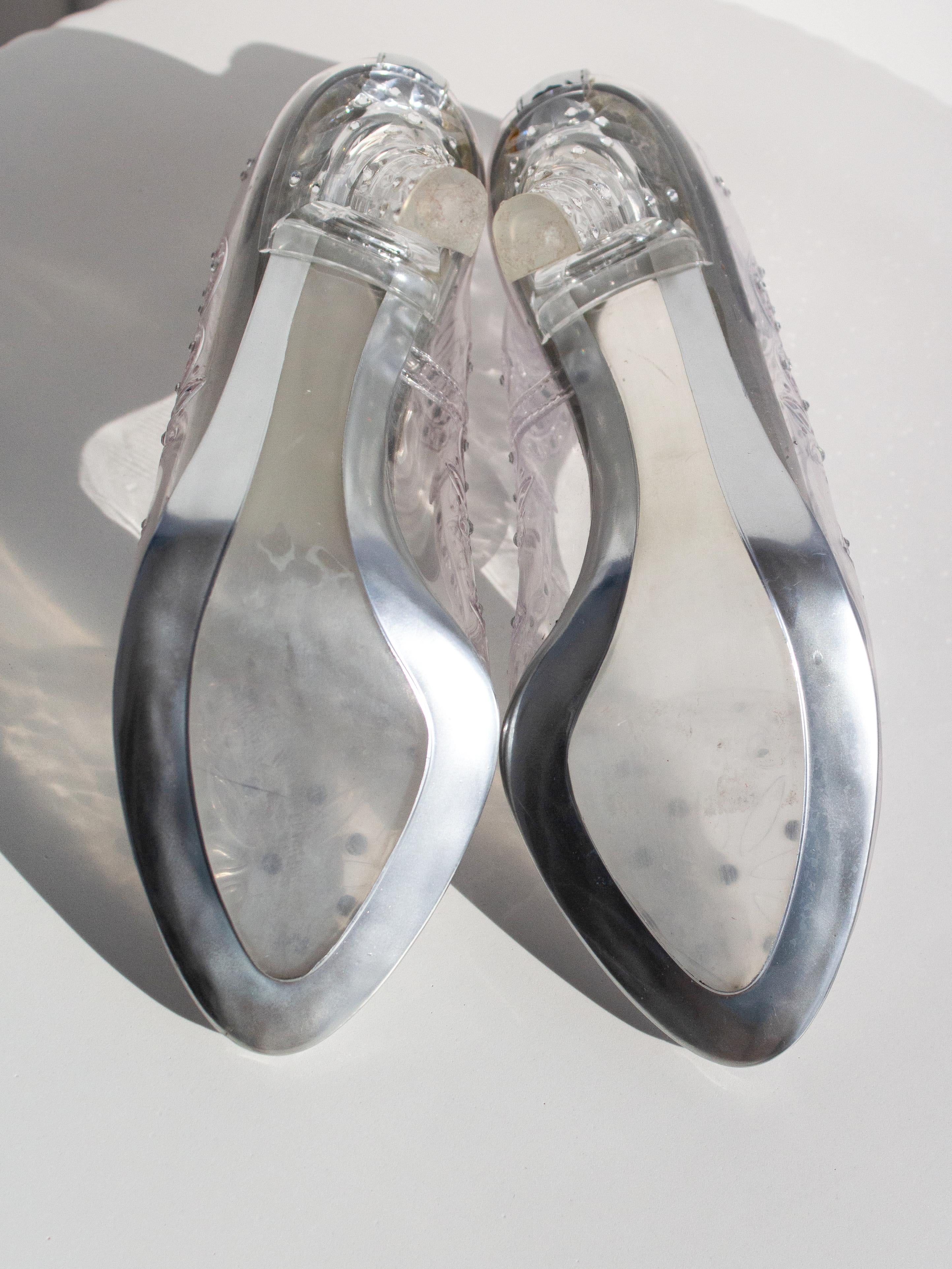 Dolce&Gabbana Cinderella Glass Slippers Clear Transparent Swarovski Shoes 39 6