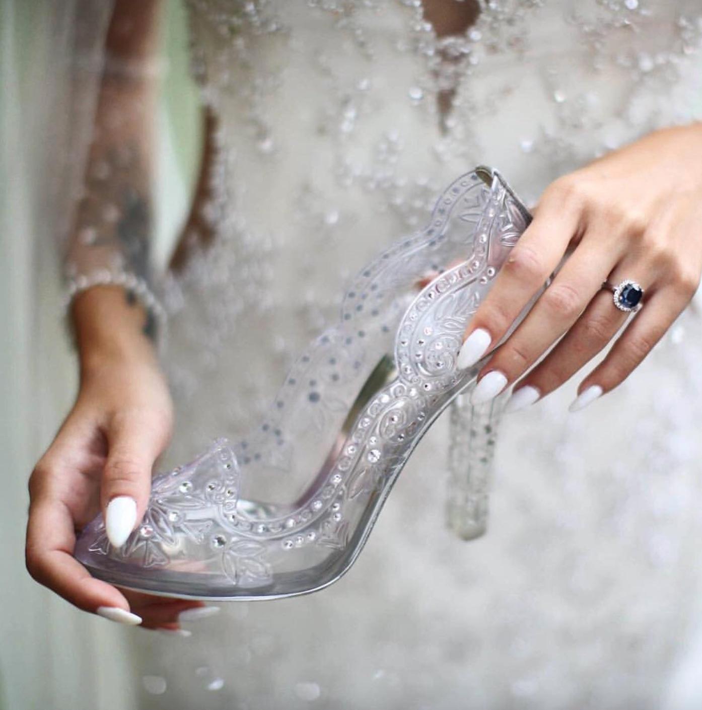 Dolce&Gabbana Cinderella Glass Slippers Clear Transparent Swarovski Shoes 39 10
