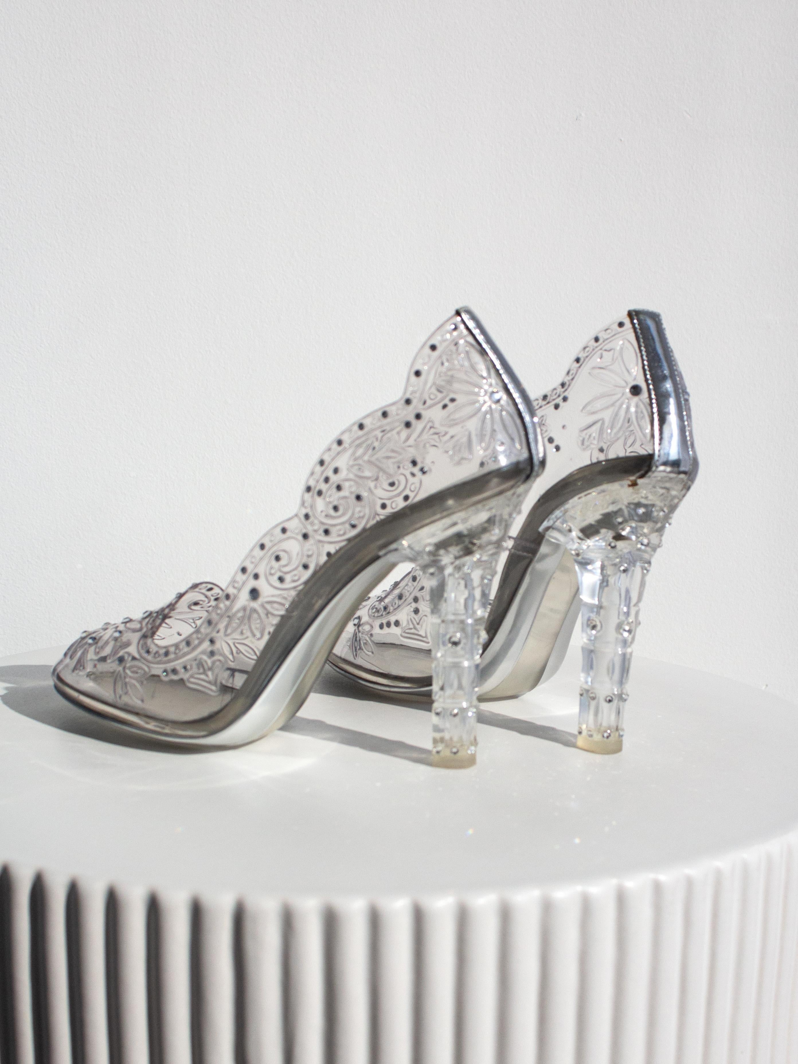 Dolce&Gabbana Cinderella Glass Slippers Clear Transparent Swarovski Shoes 39 1