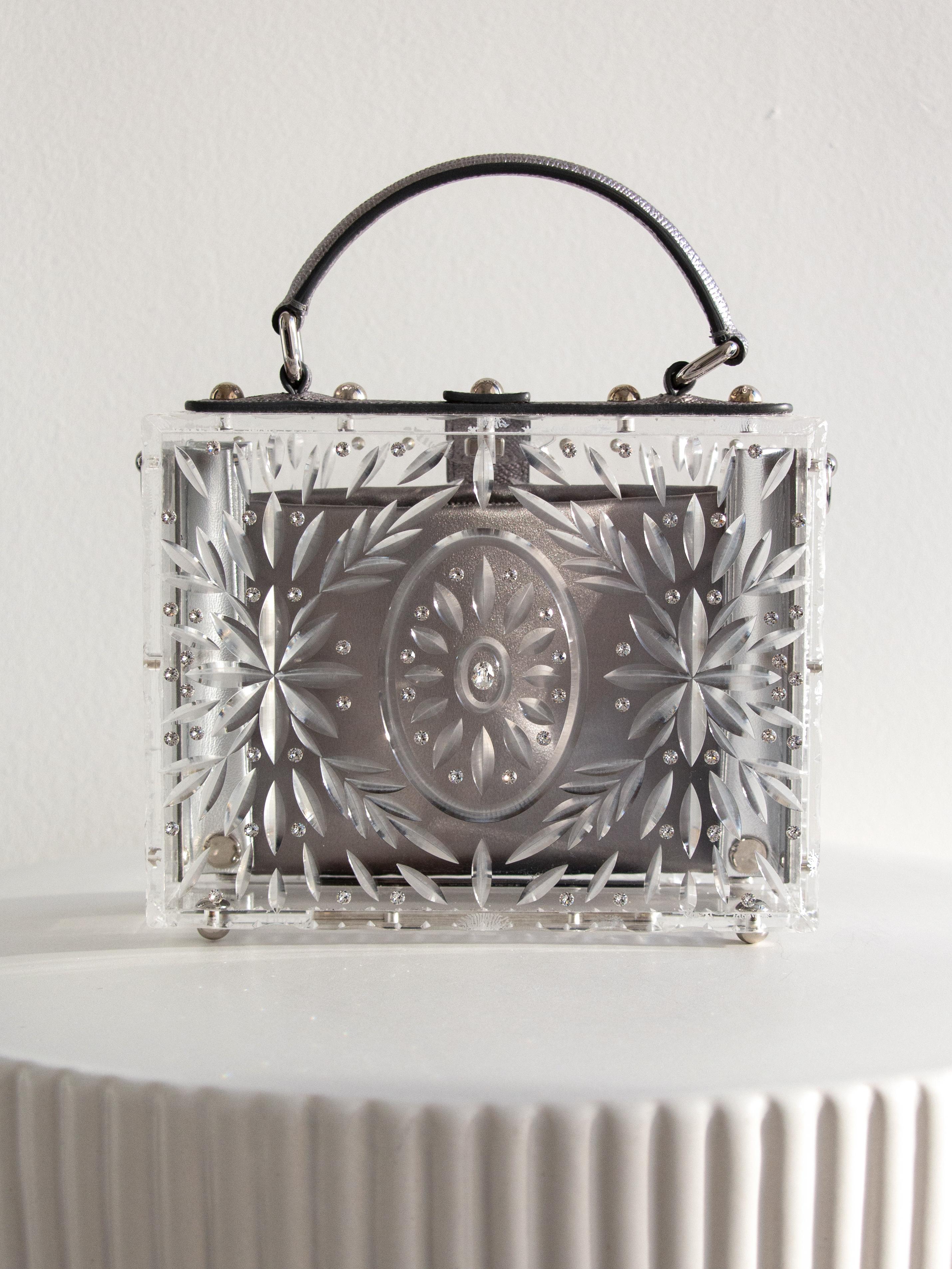 Dolce&Gabbana Cinderella Plexiglass Crystal Dolce Box Silver Rhinestone Bag 6