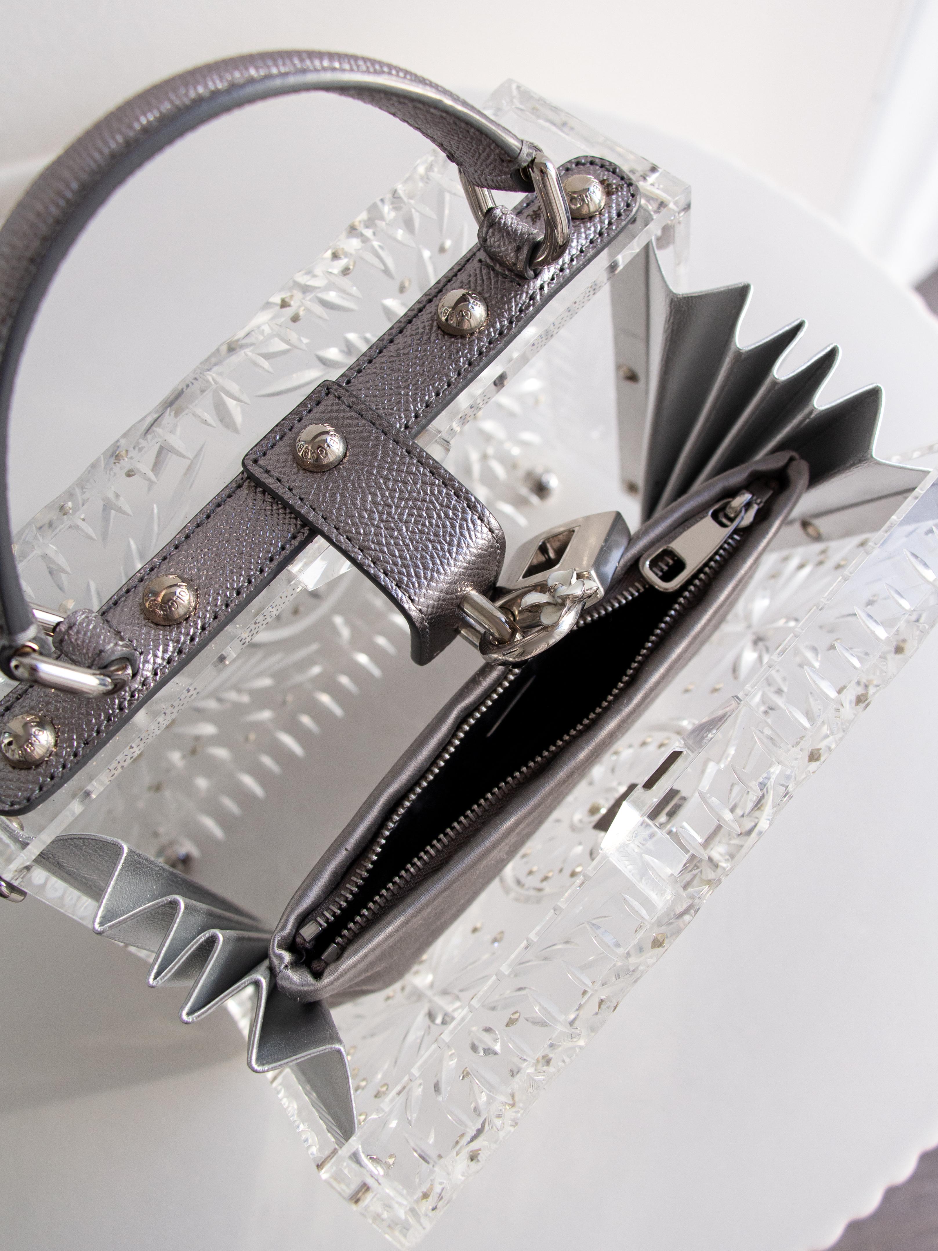 Dolce&Gabbana Cinderella Plexiglass Crystal Dolce Box Silver Rhinestone Bag 9