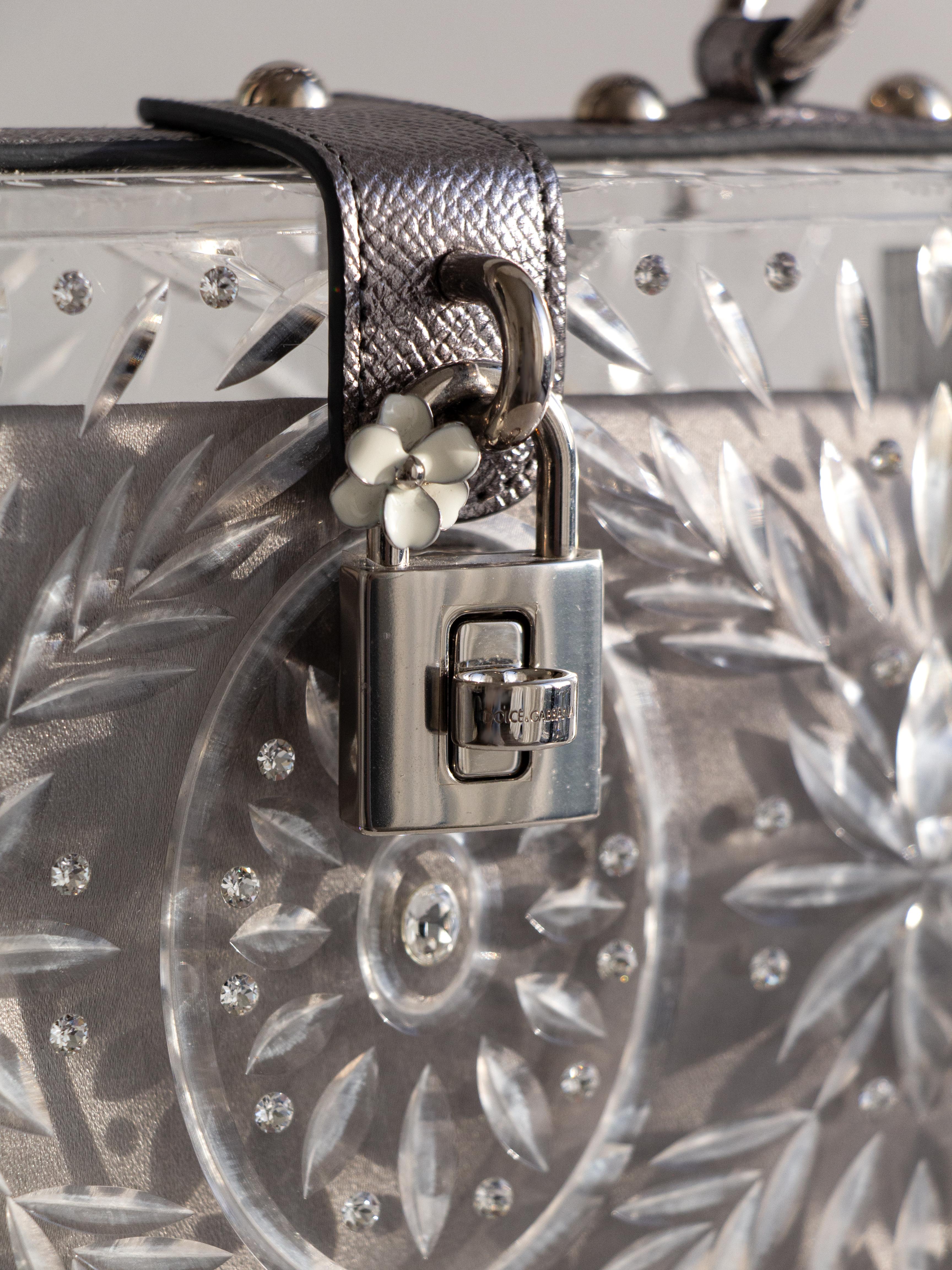 Dolce&Gabbana Cinderella Plexiglass Crystal Dolce Box Silver Rhinestone Bag 1