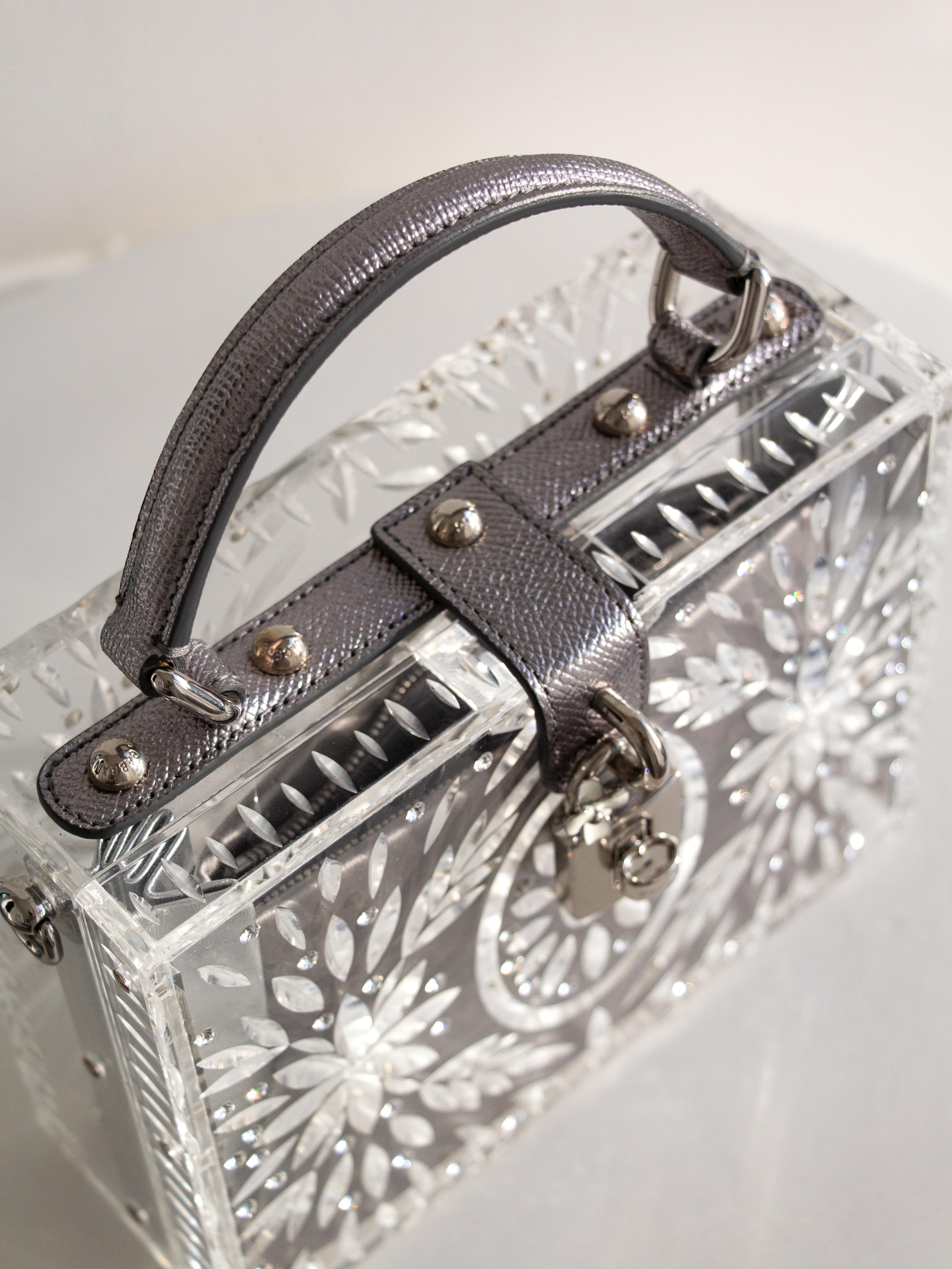 Dolce&Gabbana Cinderella Plexiglass Crystal Dolce Box Silver Rhinestone Bag 3
