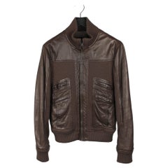 Dolce&Gabbana D&G Partly Leather Men Bomber Jacket Size 48IT (M)