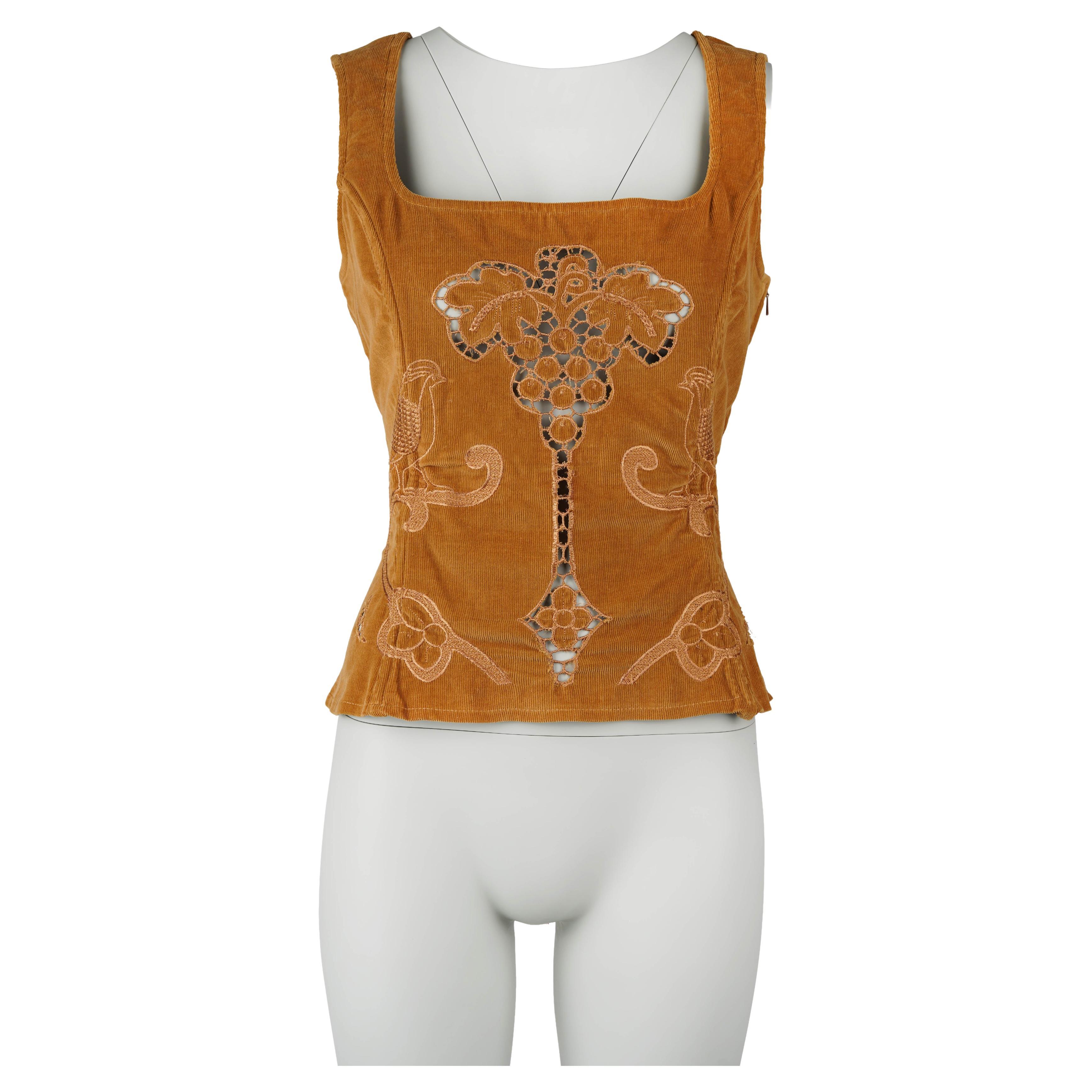 Dolce&Gabbana D&G Vintage 2002 Corduroy Corset Top with Back Lacing IT28/42