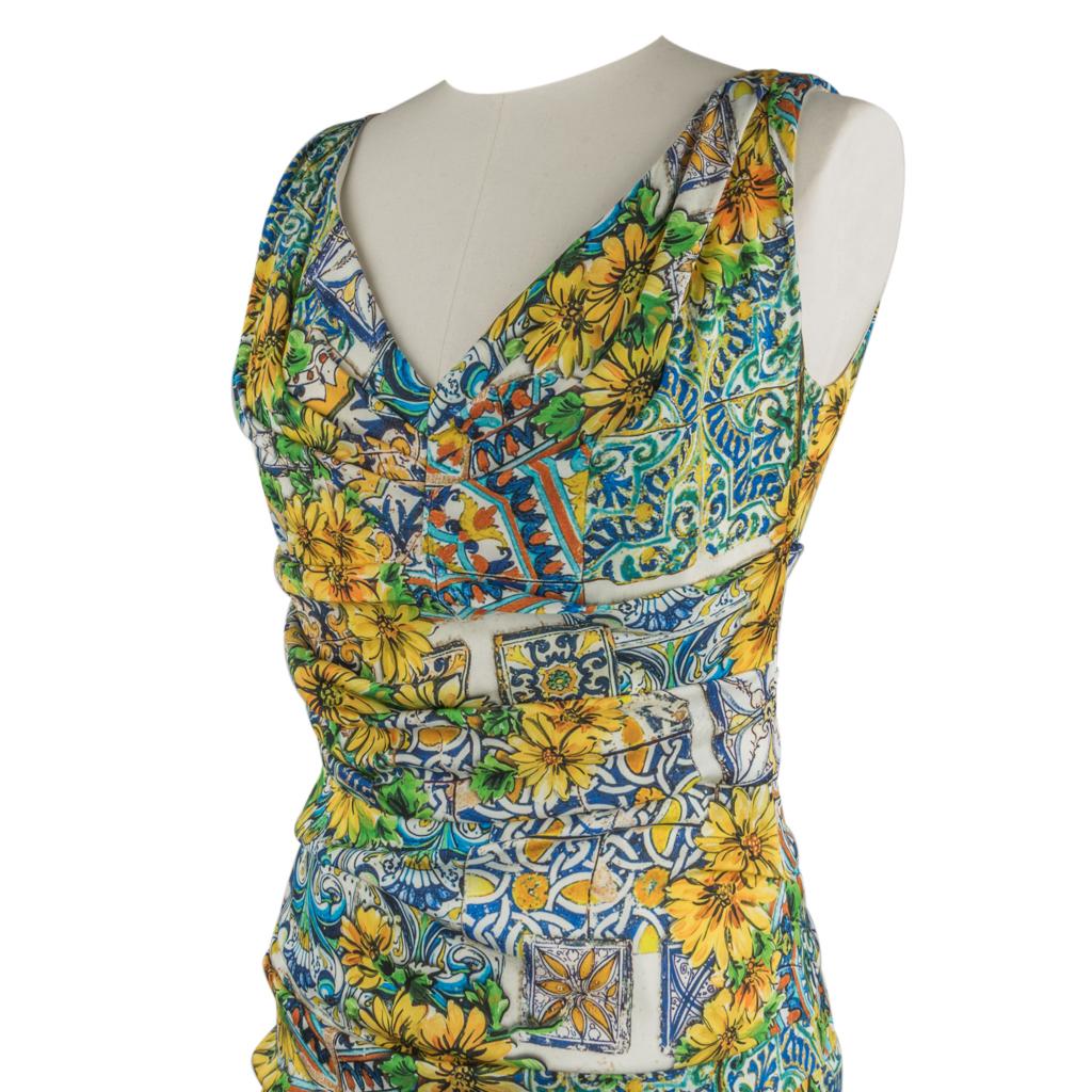 Gray Dolce&Gabbana Dress Floral Majolica Print V-Neck 44 / 8