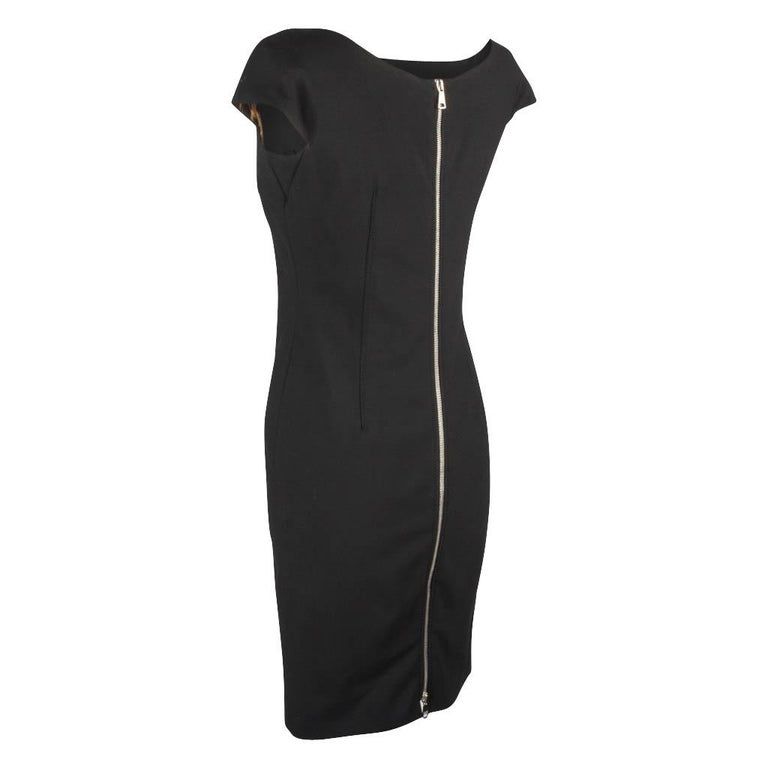Dolce&Gabbana Dress Sheath Bold Rear Zipper Sleek 42 / 6 to 8 For Sale at  1stDibs | divine coinprint, black dress with gold zipper in back