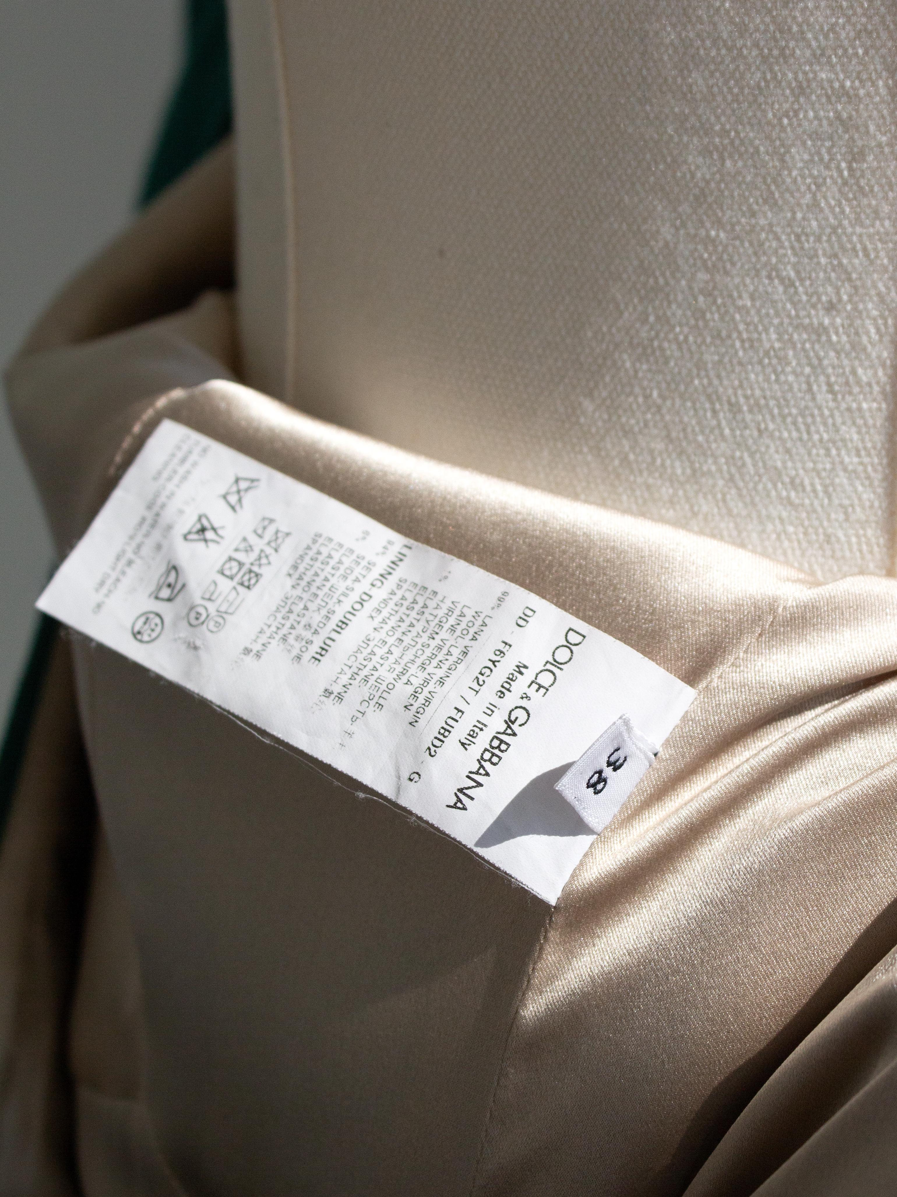 Dolce&Gabbana Emerald Green Square Neck Wool Pencil Midi Dress For Sale 9