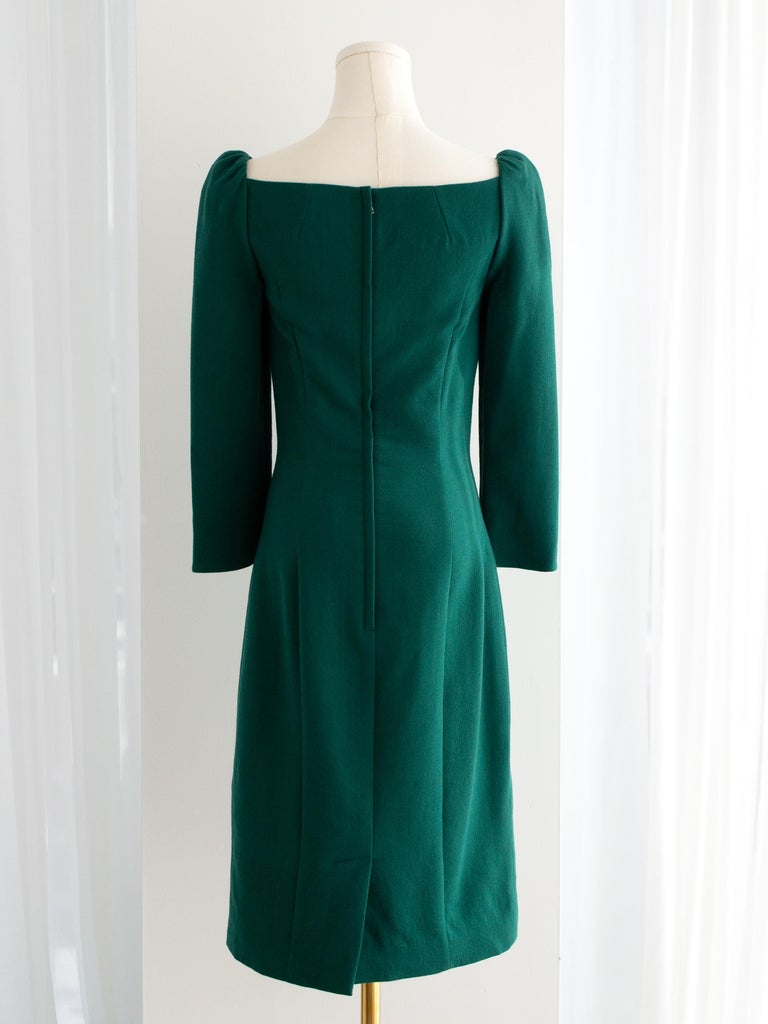 Dolce&Gabbana Emerald Green Square Neck Wool Pencil Midi Dress For Sale at 1stDibs Dolce&Gabbana Emerald Green Square Neck Wool Pencil Midi Dress For Sale at 1stDibs