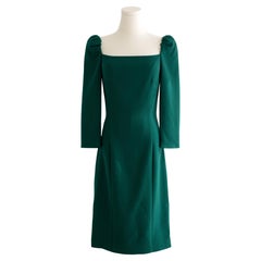 Dolce&Gabbana Emerald Green Square Neck Wool Pencil Midi Dress