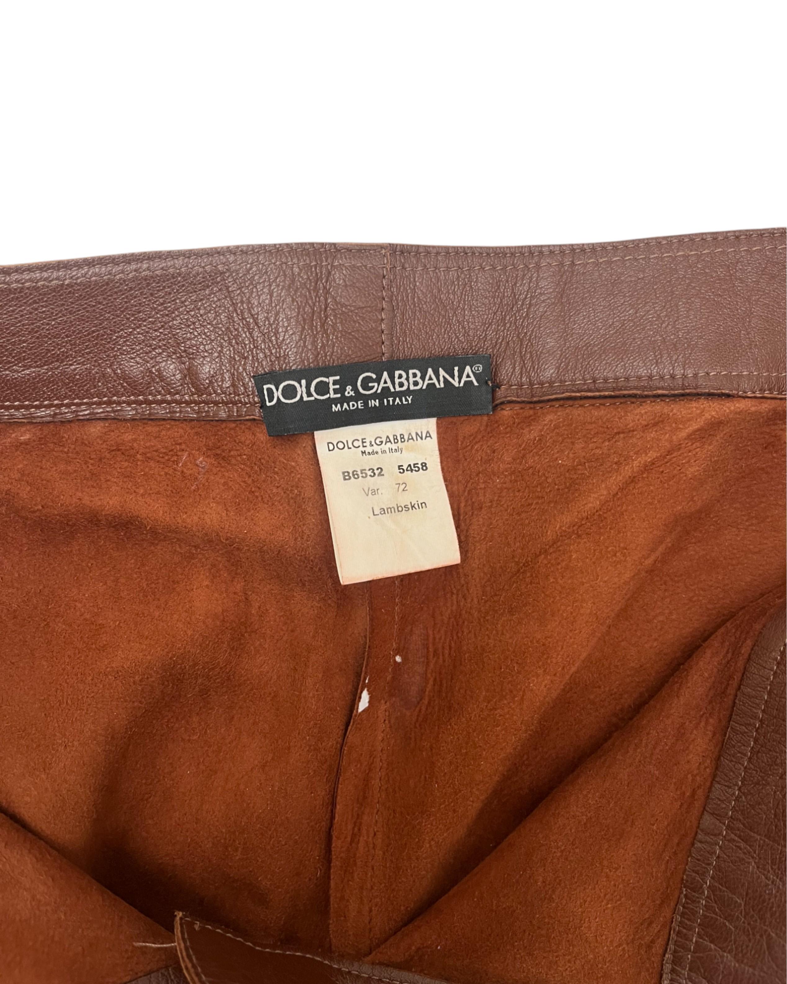 Dolce&Gabbana F/W 2001 Lambskin Leather Bootcut Pants in vendita 6