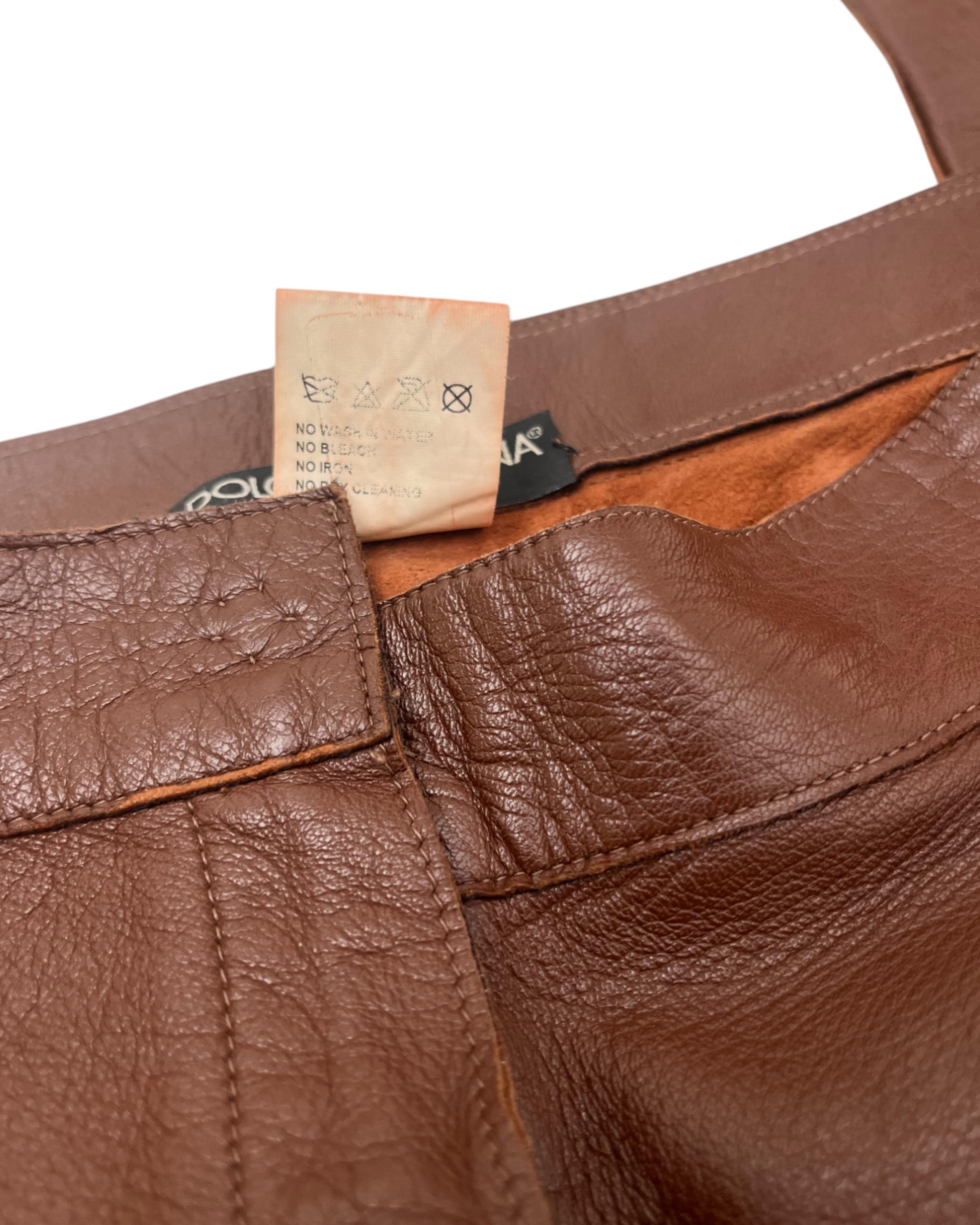 Dolce&Gabbana F/W 2001 Lambskin Leather Bootcut Pants in vendita 7