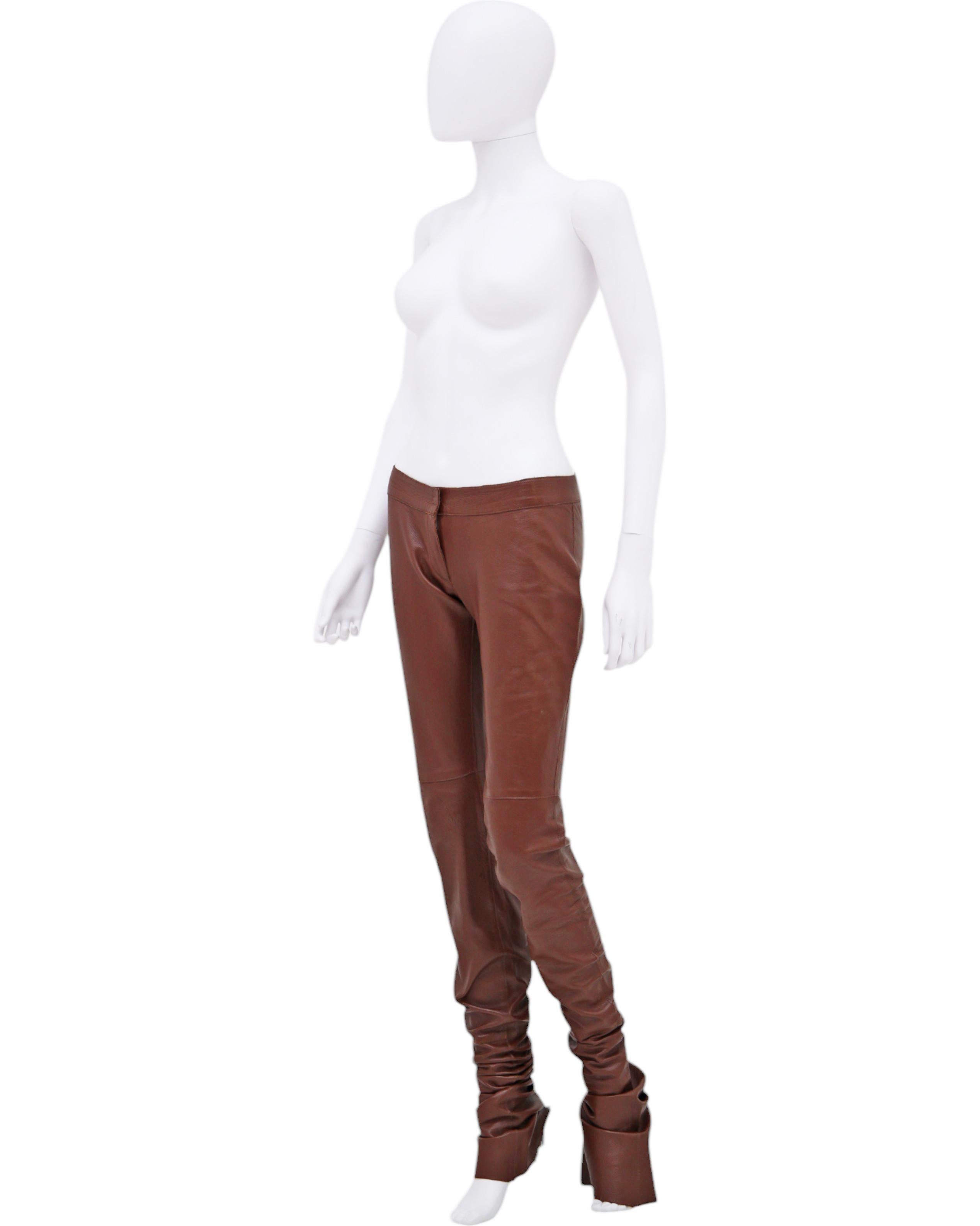 Donna Dolce&Gabbana F/W 2001 Lambskin Leather Bootcut Pants in vendita