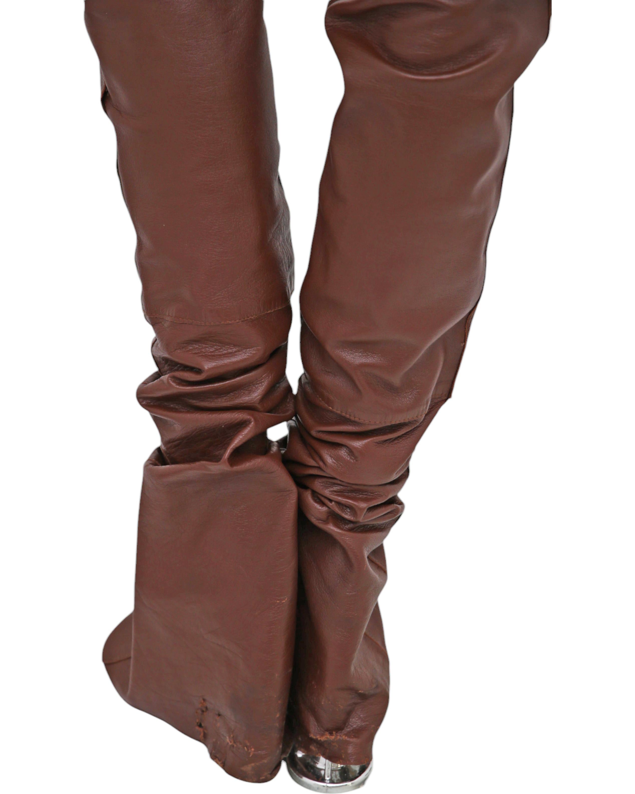 Dolce&Gabbana F/W 2001 Lambskin Leather Bootcut Pants in vendita 3