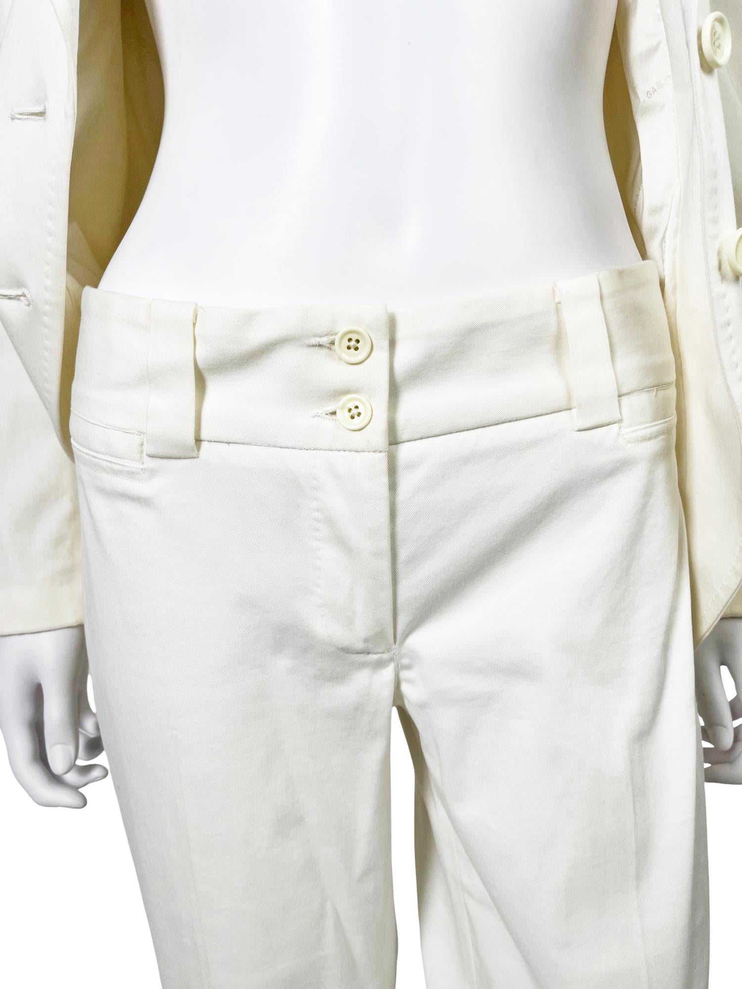 Dolce&Gabbana F/W 2004 Conjunto Blanco Algodón Blazer y Pantalones en venta 5