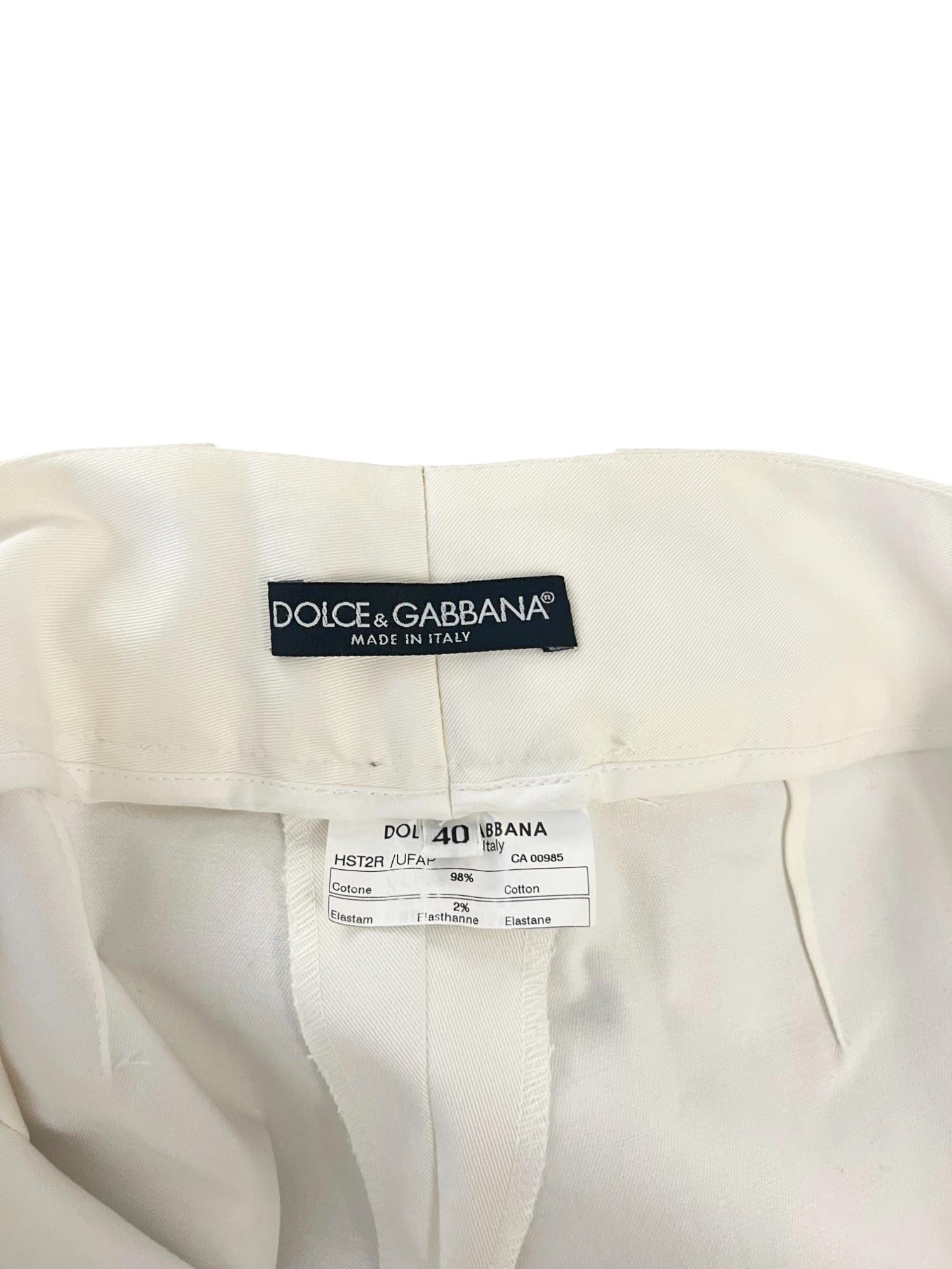 Dolce&Gabbana F/W 2004 Conjunto Blanco Algodón Blazer y Pantalones en venta 8