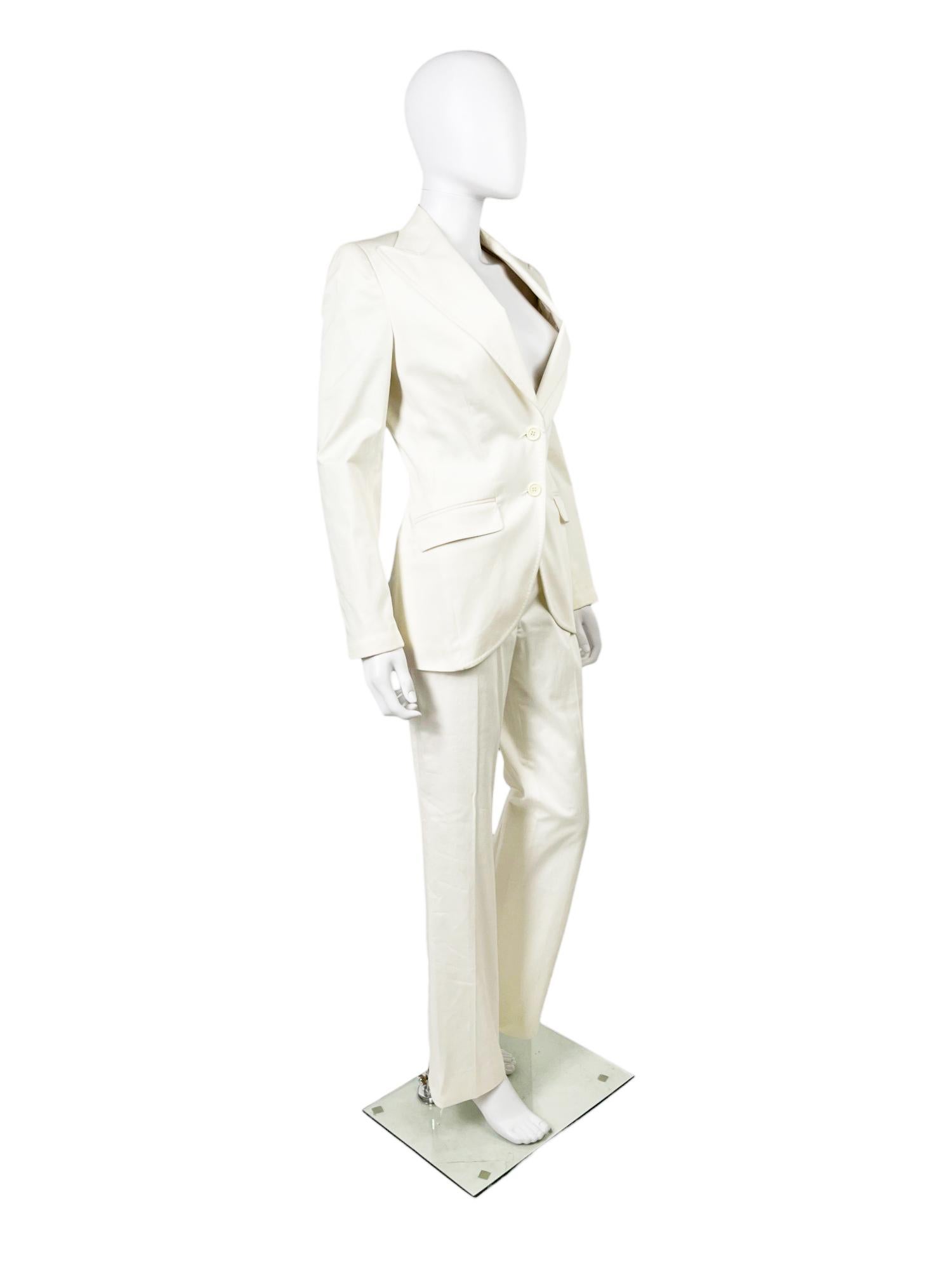 Dolce&Gabbana F/W 2004 Conjunto Blanco Algodón Blazer y Pantalones Beige en venta