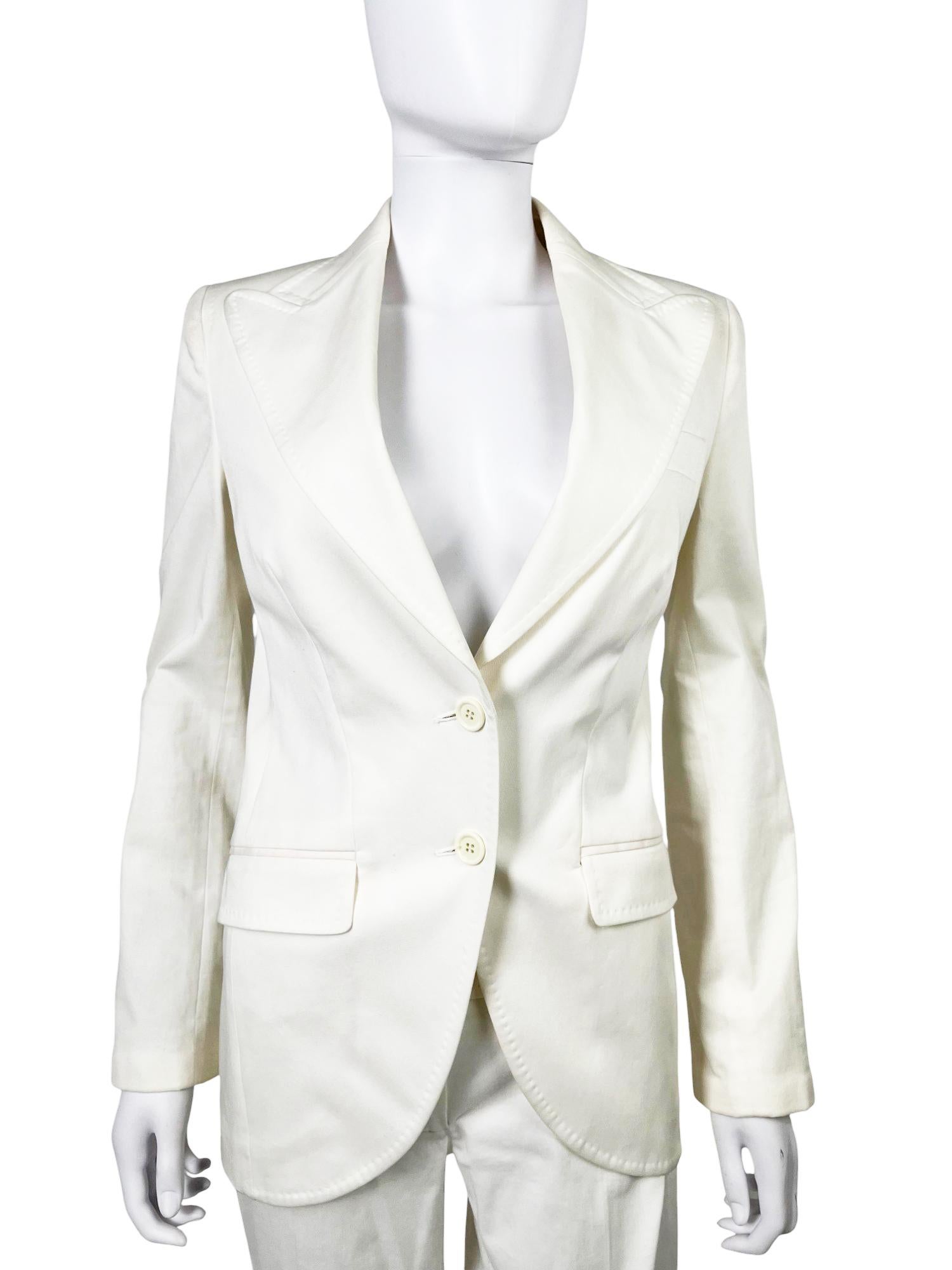 De las mujeres Dolce&Gabbana F/W 2004 Conjunto Blanco Algodón Blazer y Pantalones en venta