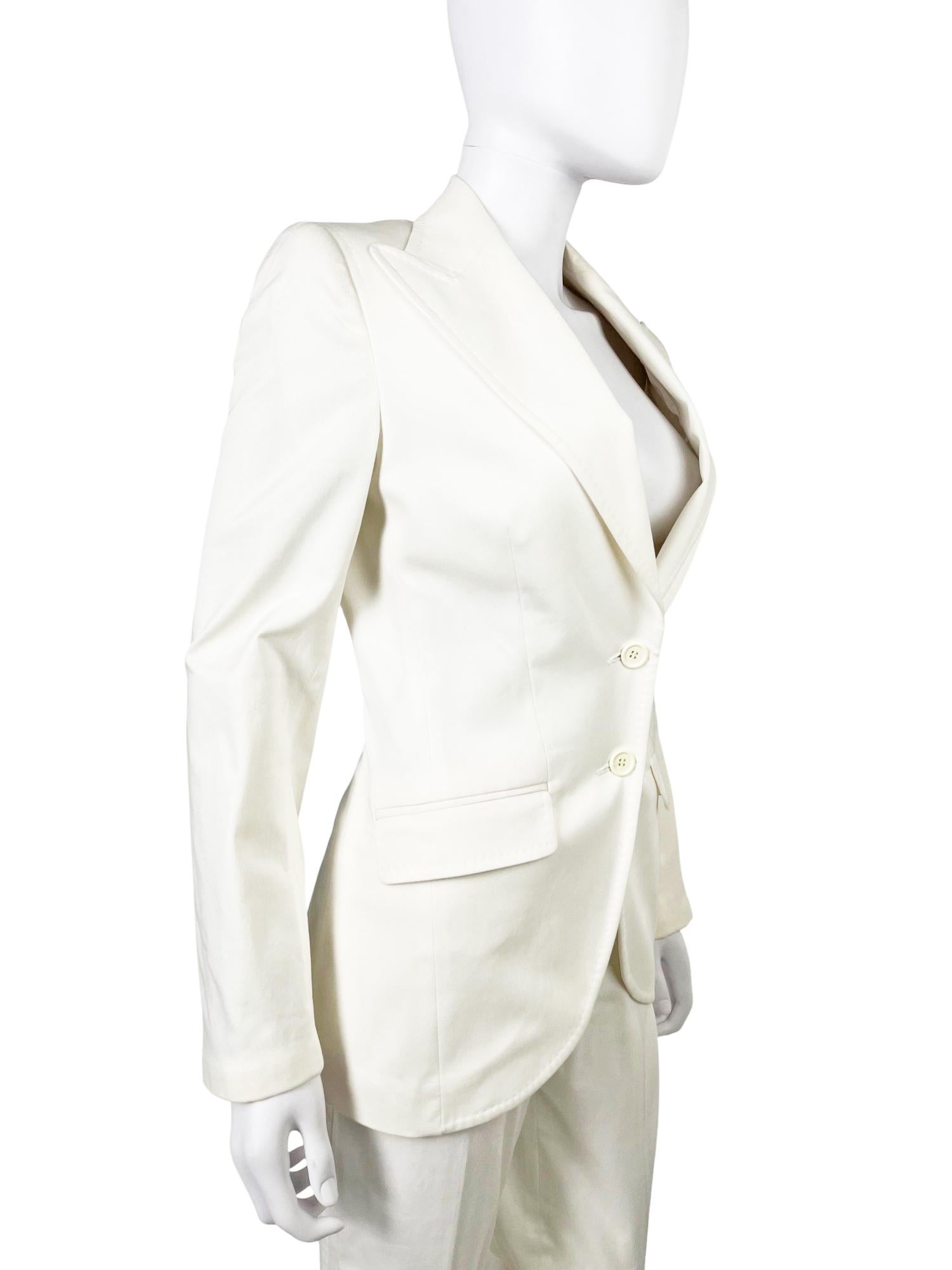 Dolce&Gabbana F/W 2004 Conjunto Blanco Algodón Blazer y Pantalones en venta 2