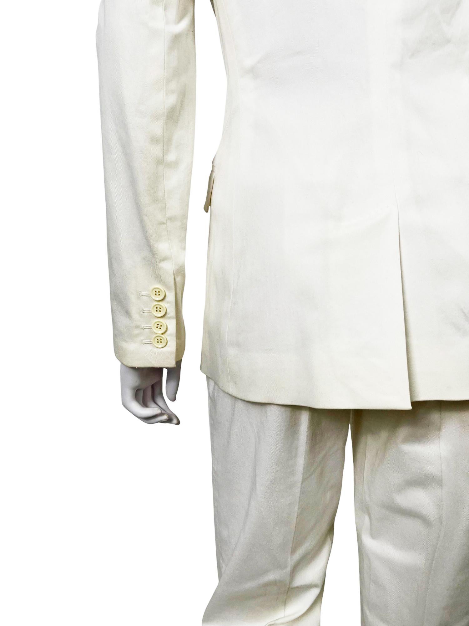 Dolce&Gabbana F/W 2004 Conjunto Blanco Algodón Blazer y Pantalones en venta 3