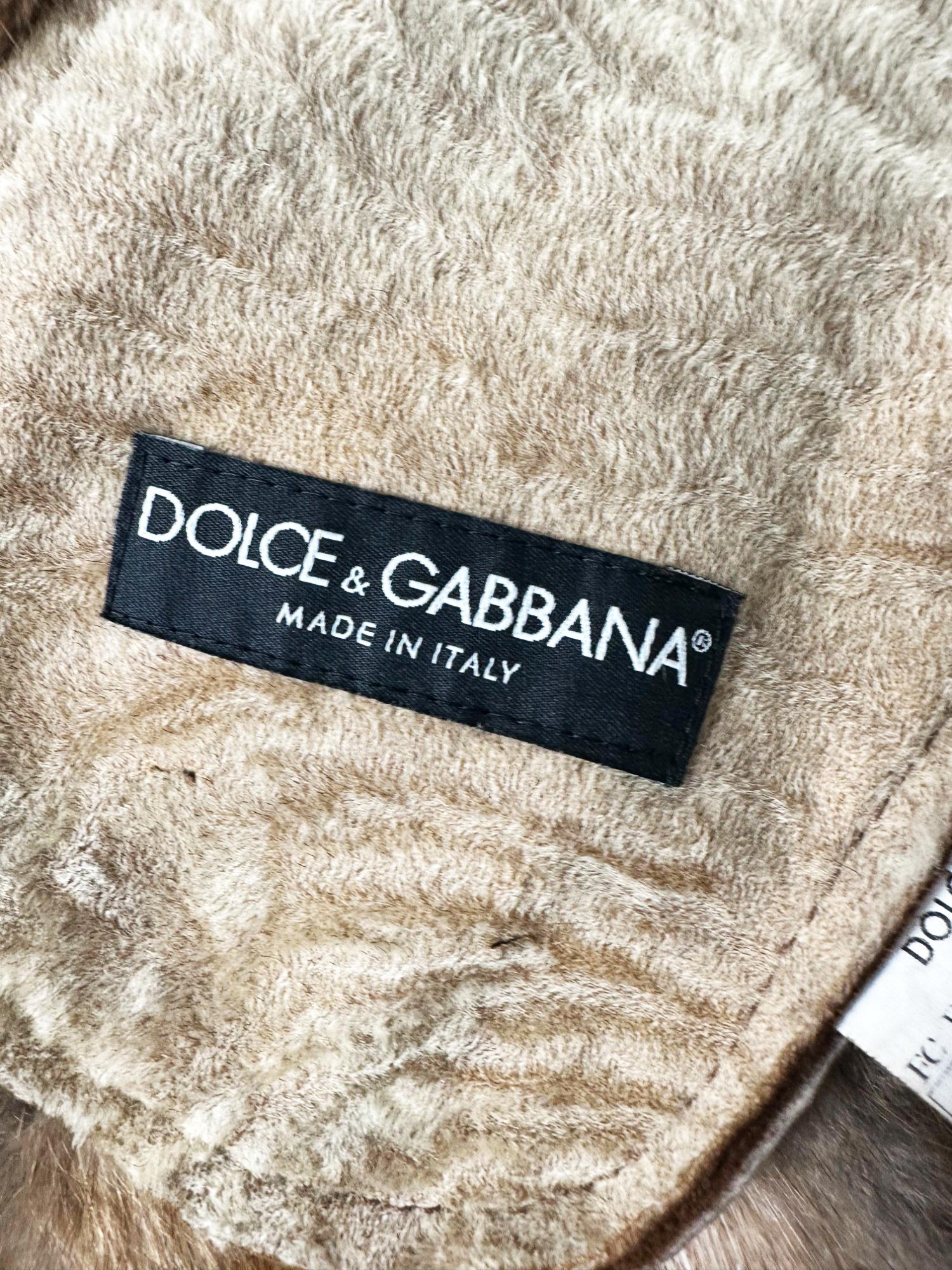 Dolce&Gabbana F/W 2005 Brown Lambskin Crocodile Leather Fur Coat en venta 13