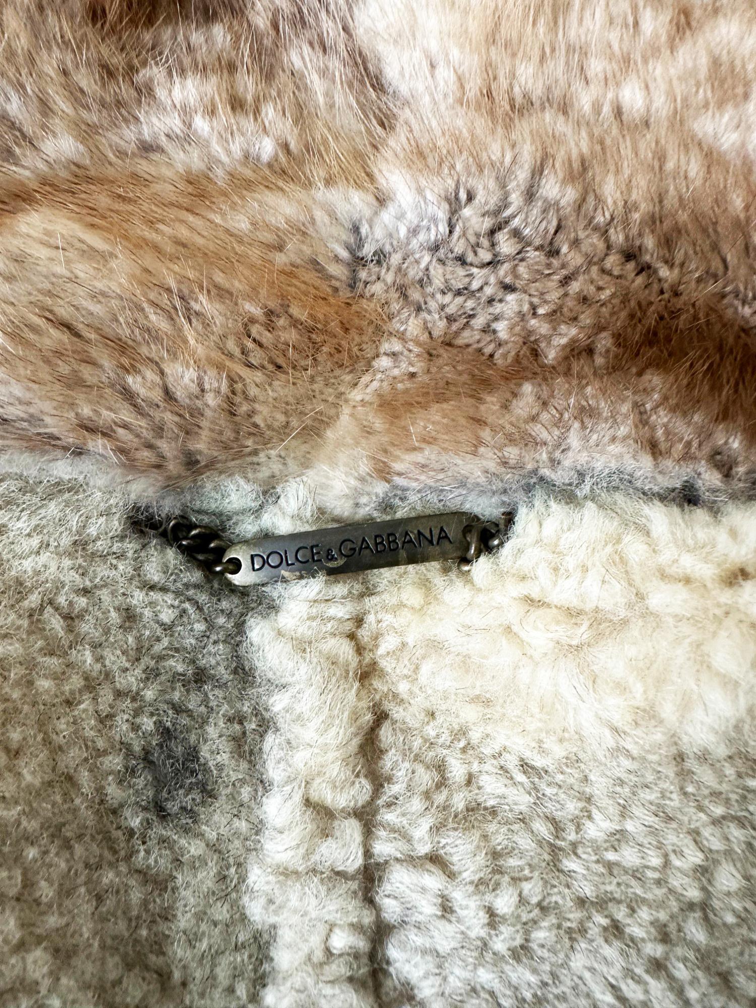 Dolce&Gabbana F/W 2005 Brown Lambskin Crocodile Leather Fur Coat en venta 16