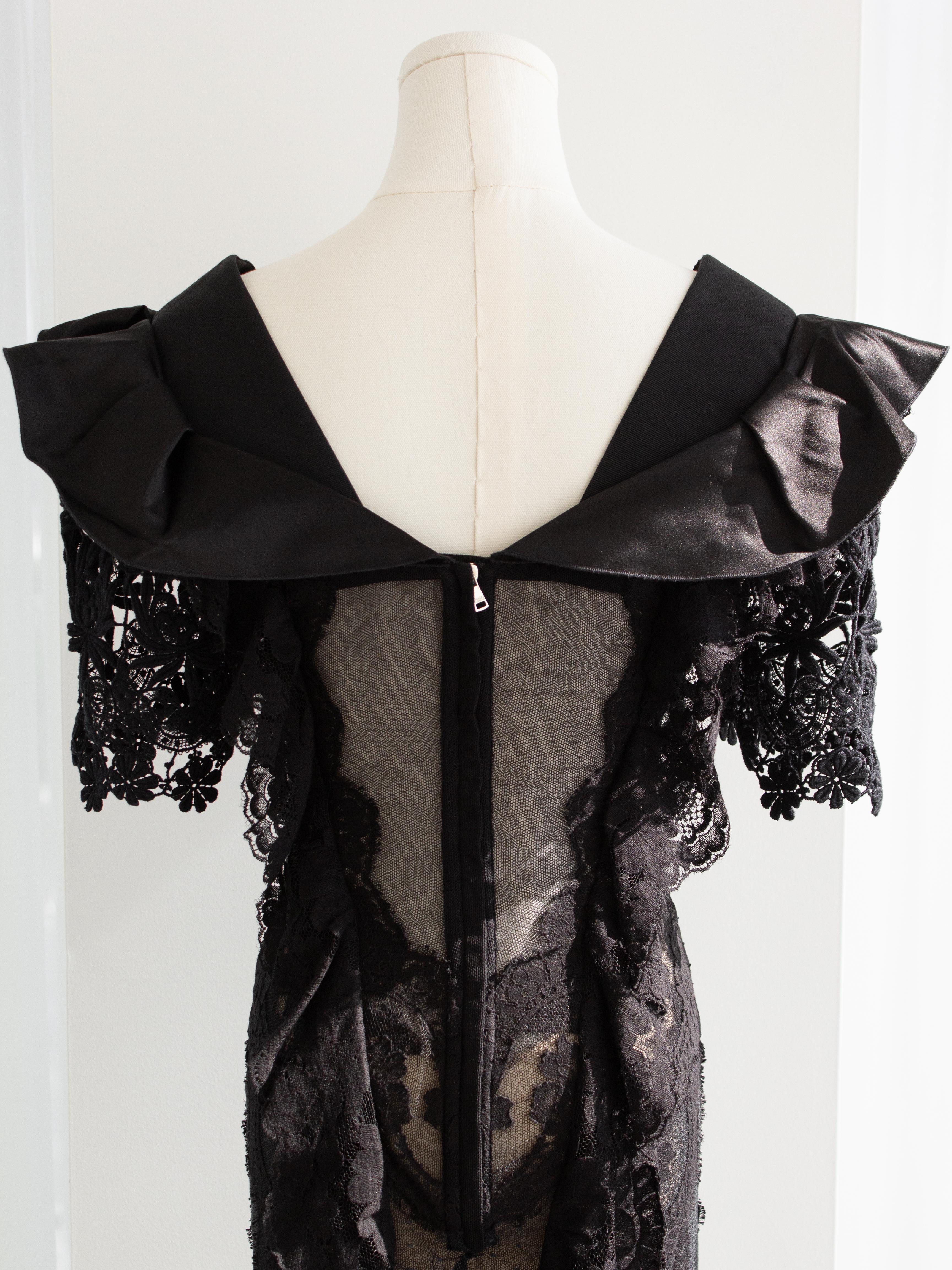 Dolce&Gabbana F/W 2009 Black Lace Tulle Swiss Dot Midi Dress 7