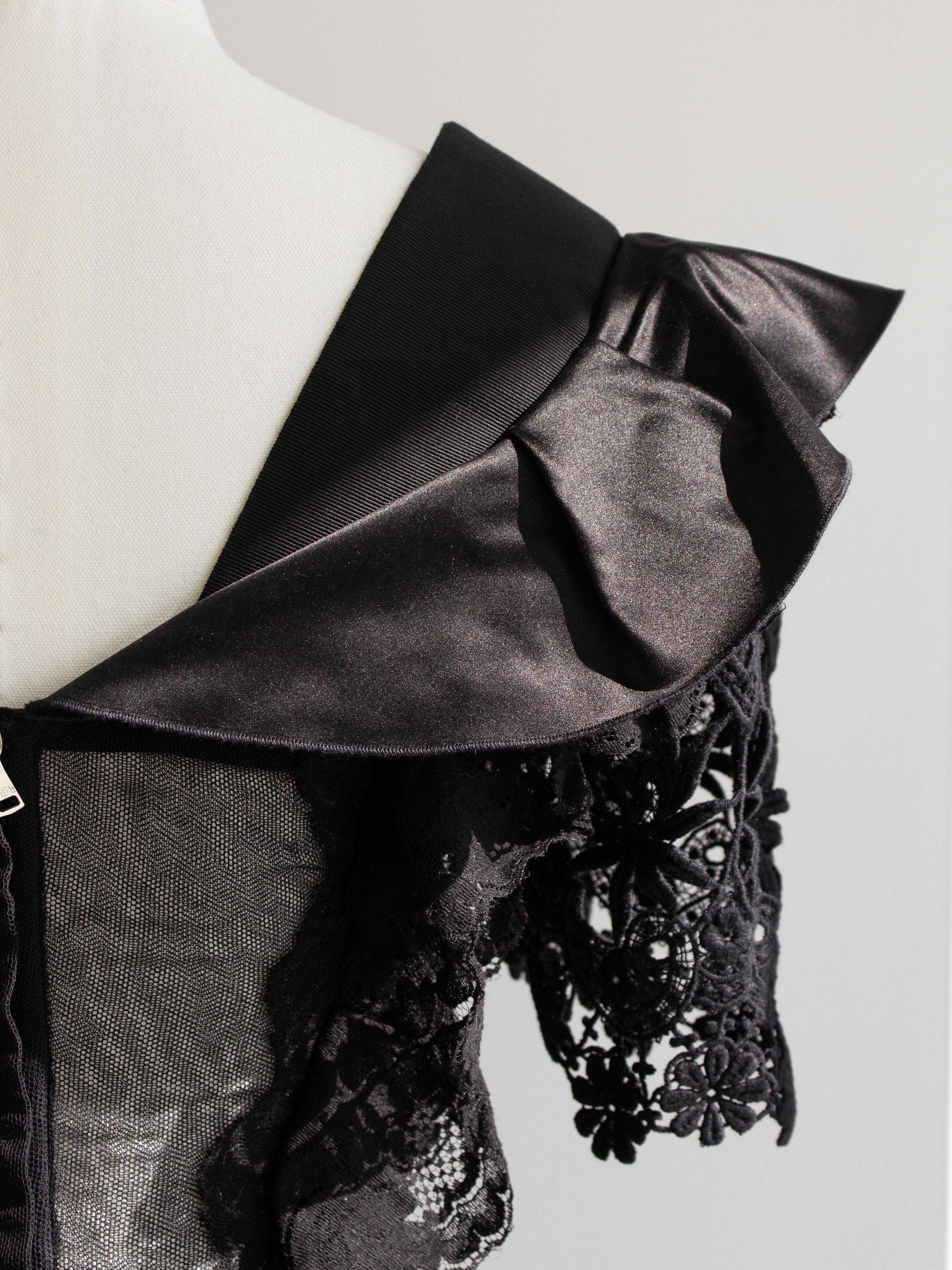 Dolce&Gabbana F/W 2009 Black Lace Tulle Swiss Dot Midi Dress 9