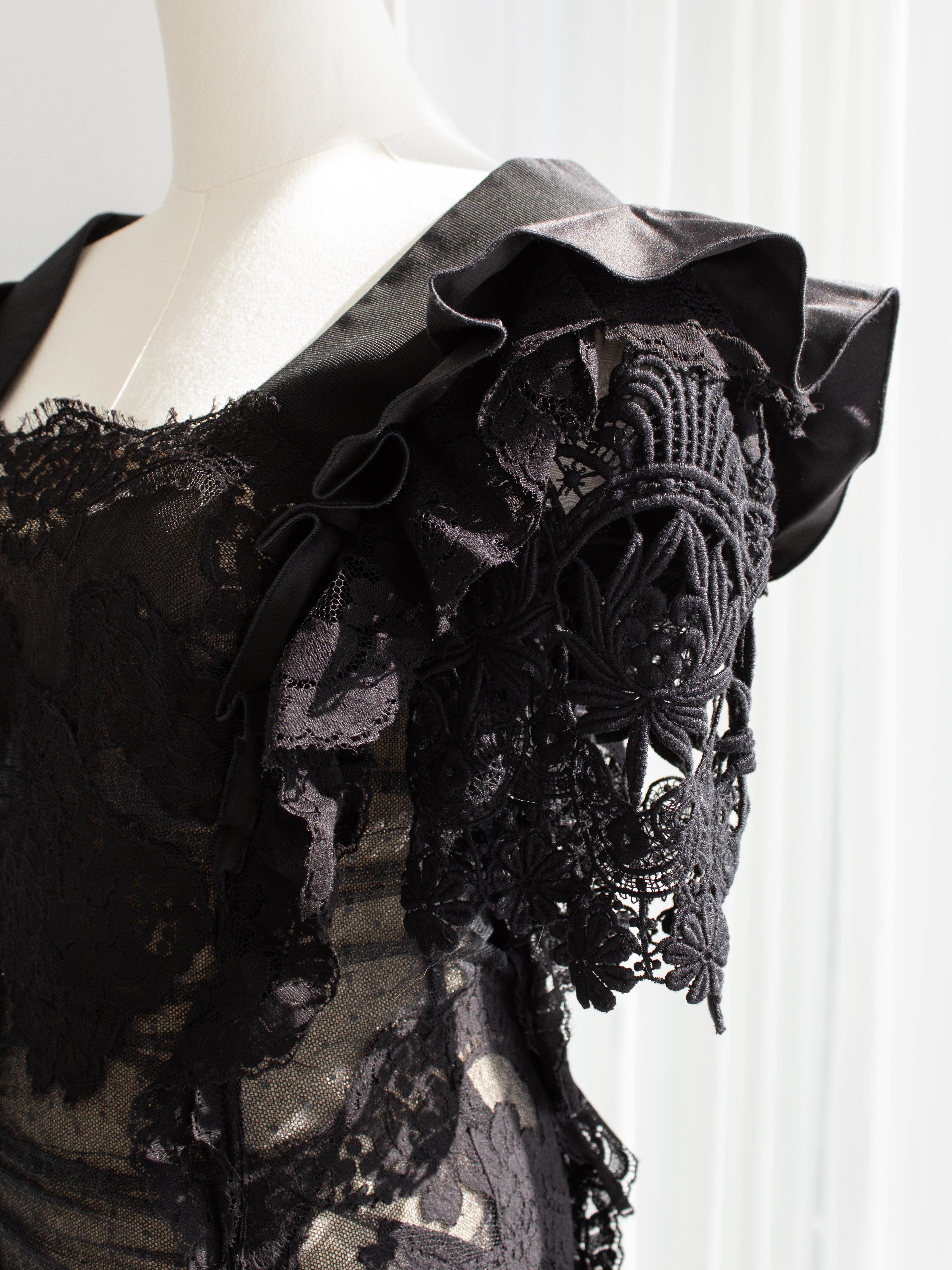 Dolce&Gabbana F/W 2009 Black Lace Tulle Swiss Dot Midi Dress 12
