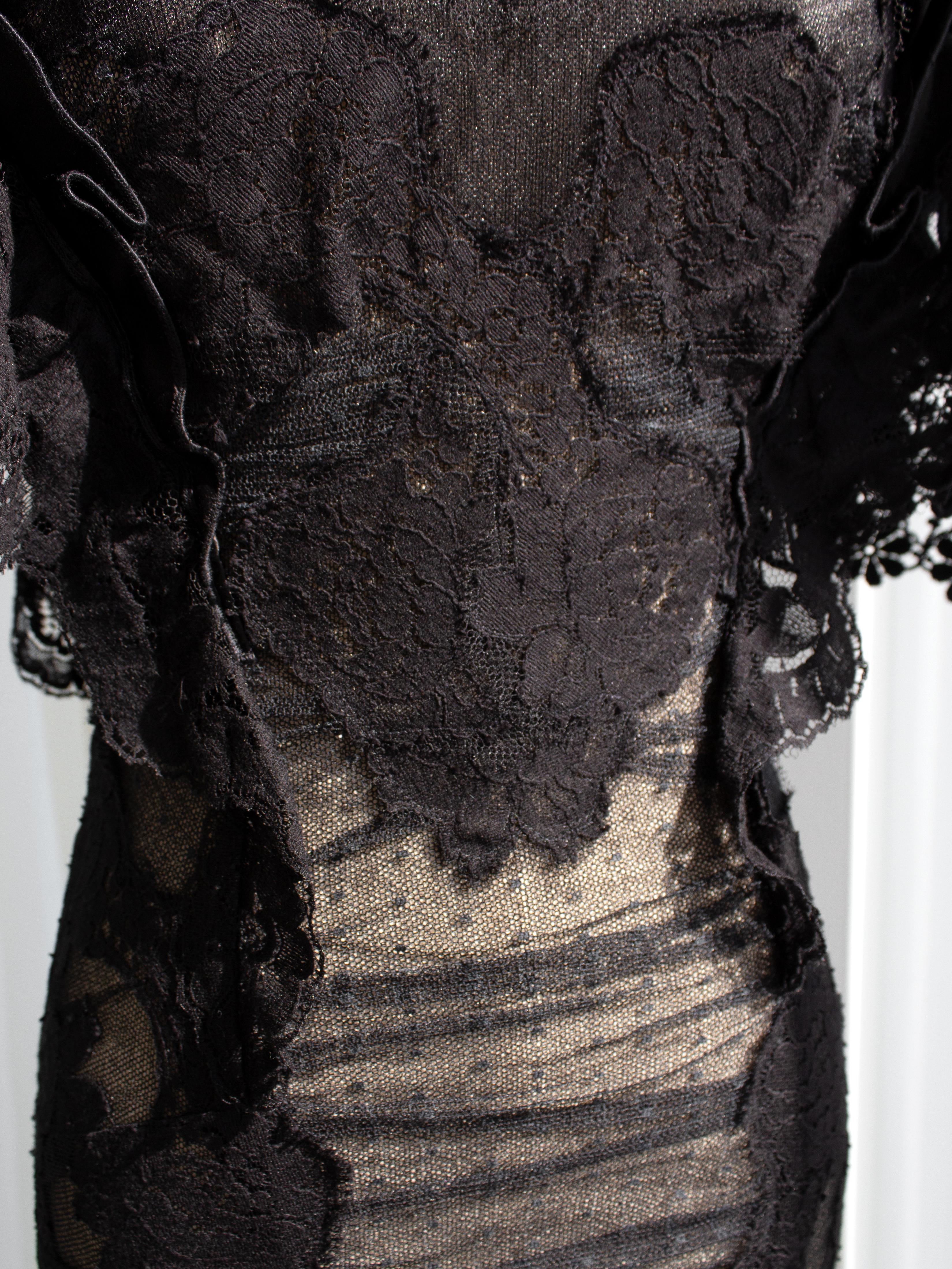 Dolce&Gabbana F/W 2009 Black Lace Tulle Swiss Dot Midi Dress 13
