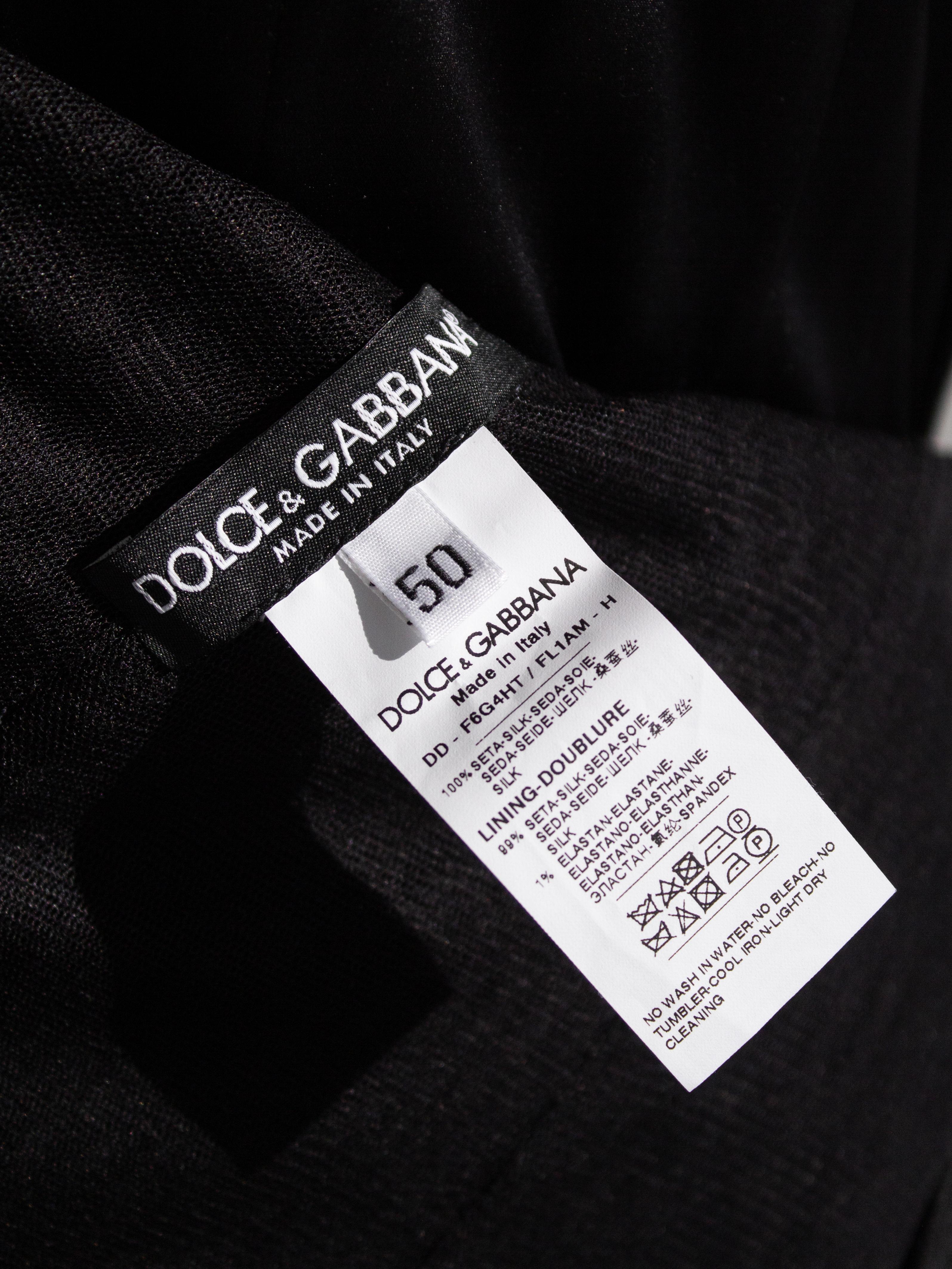 Dolce&Gabbana F/W 2014 Black Tulle Ruched Puff Sleeve Midi Dress 8