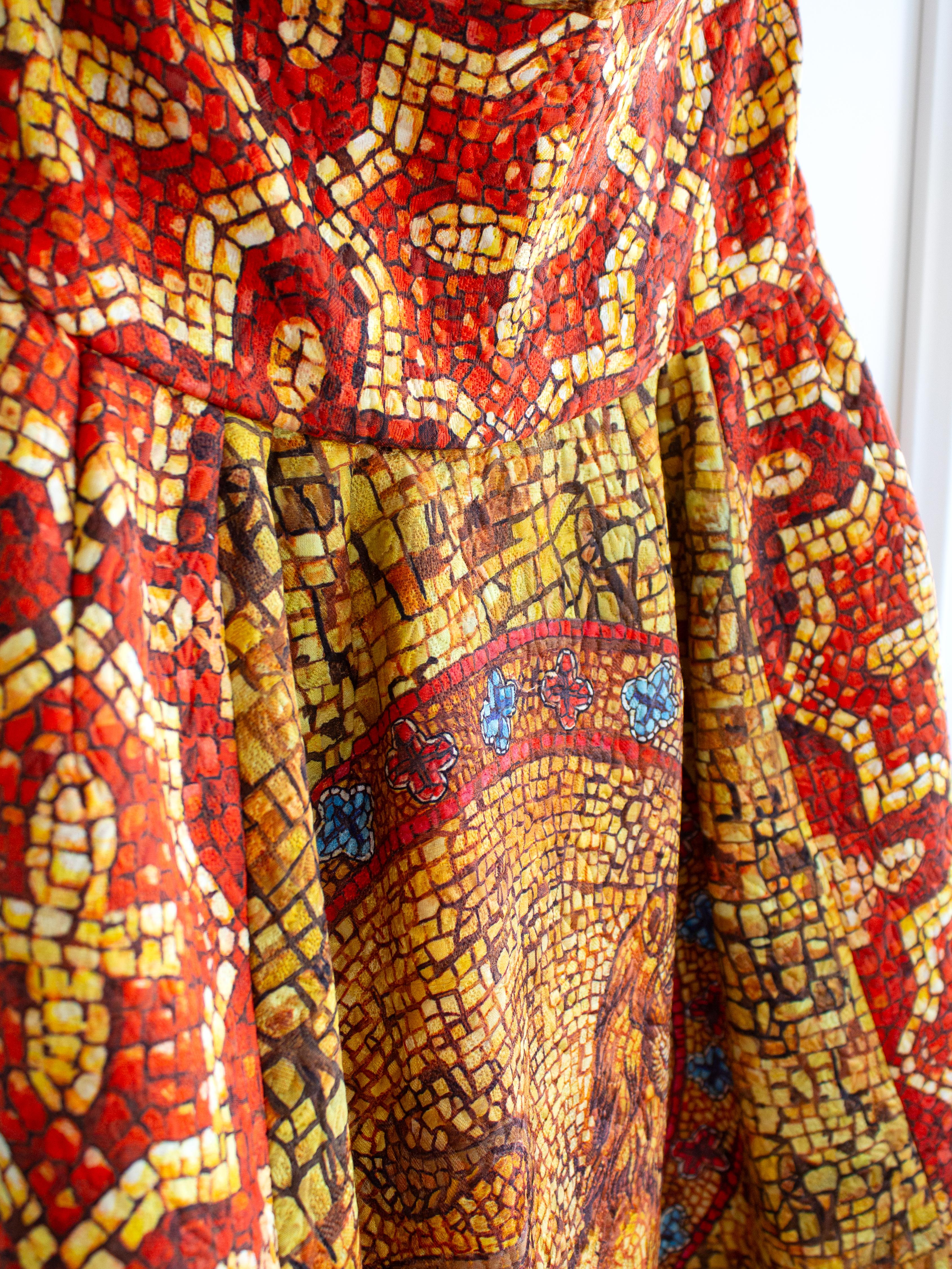 Dolce&Gabbana Fall/Winter 2013 Byzantine Mosaic Gold Red Cross Lion Dress 7
