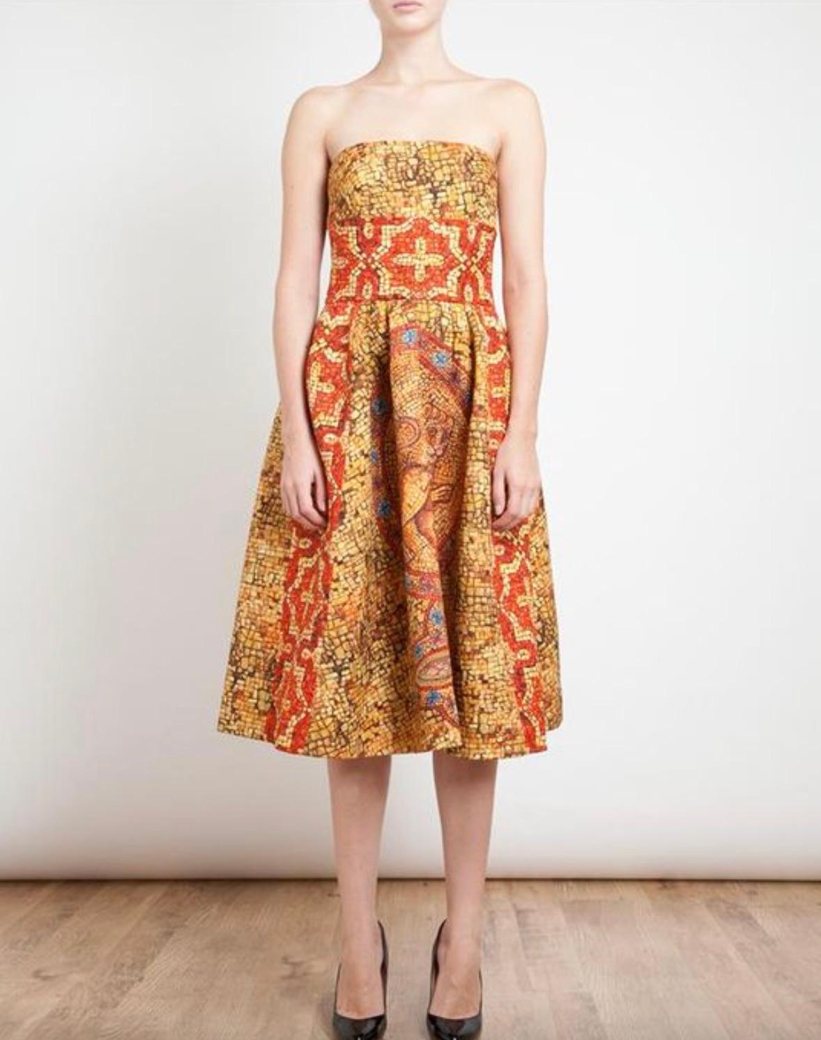Dolce&Gabbana Fall/Winter 2013 Byzantine Mosaic Gold Red Cross Lion Dress In Excellent Condition In Jersey City, NJ