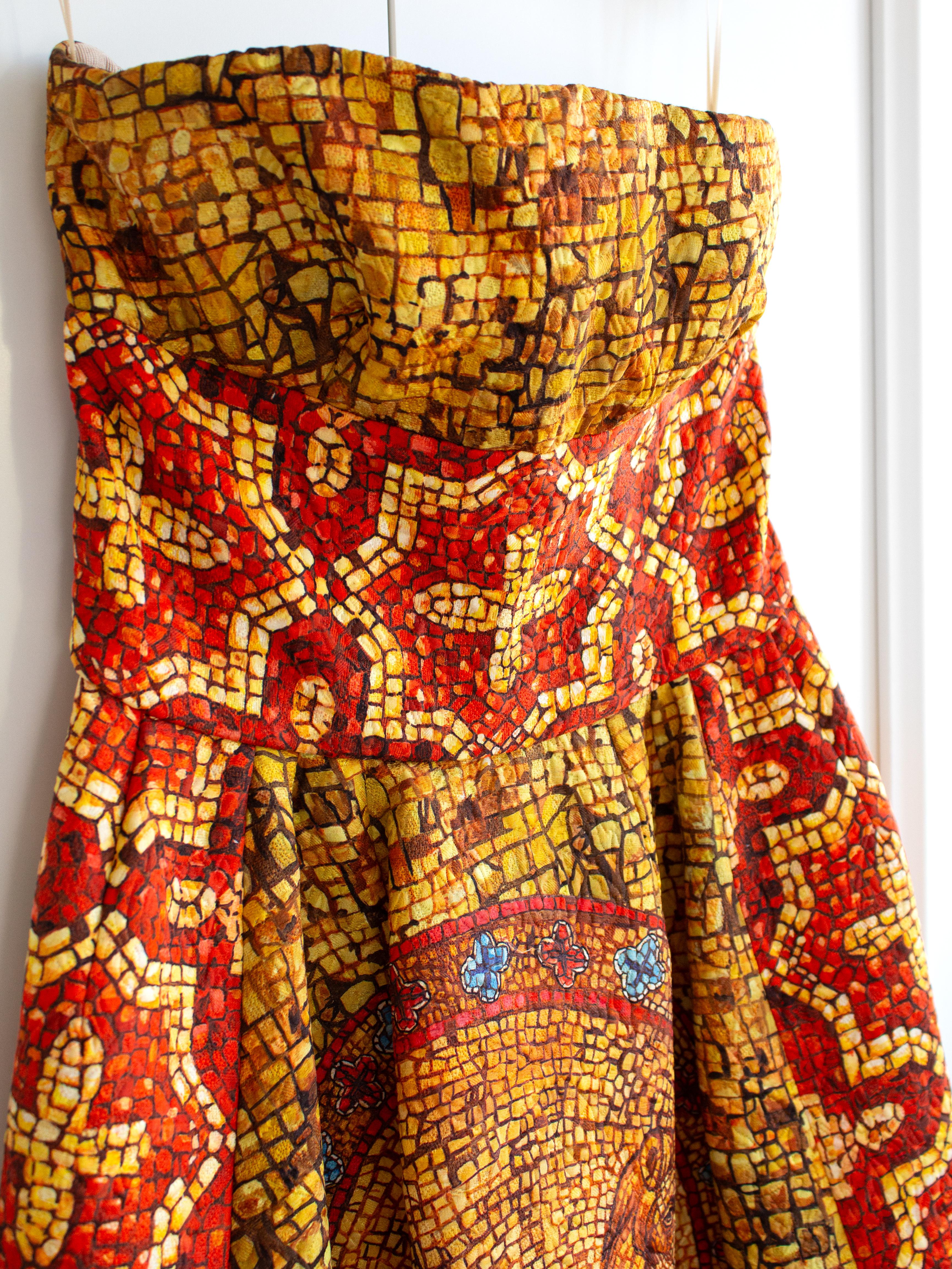Dolce&Gabbana Fall/Winter 2013 Byzantine Mosaic Gold Red Cross Lion Dress 3