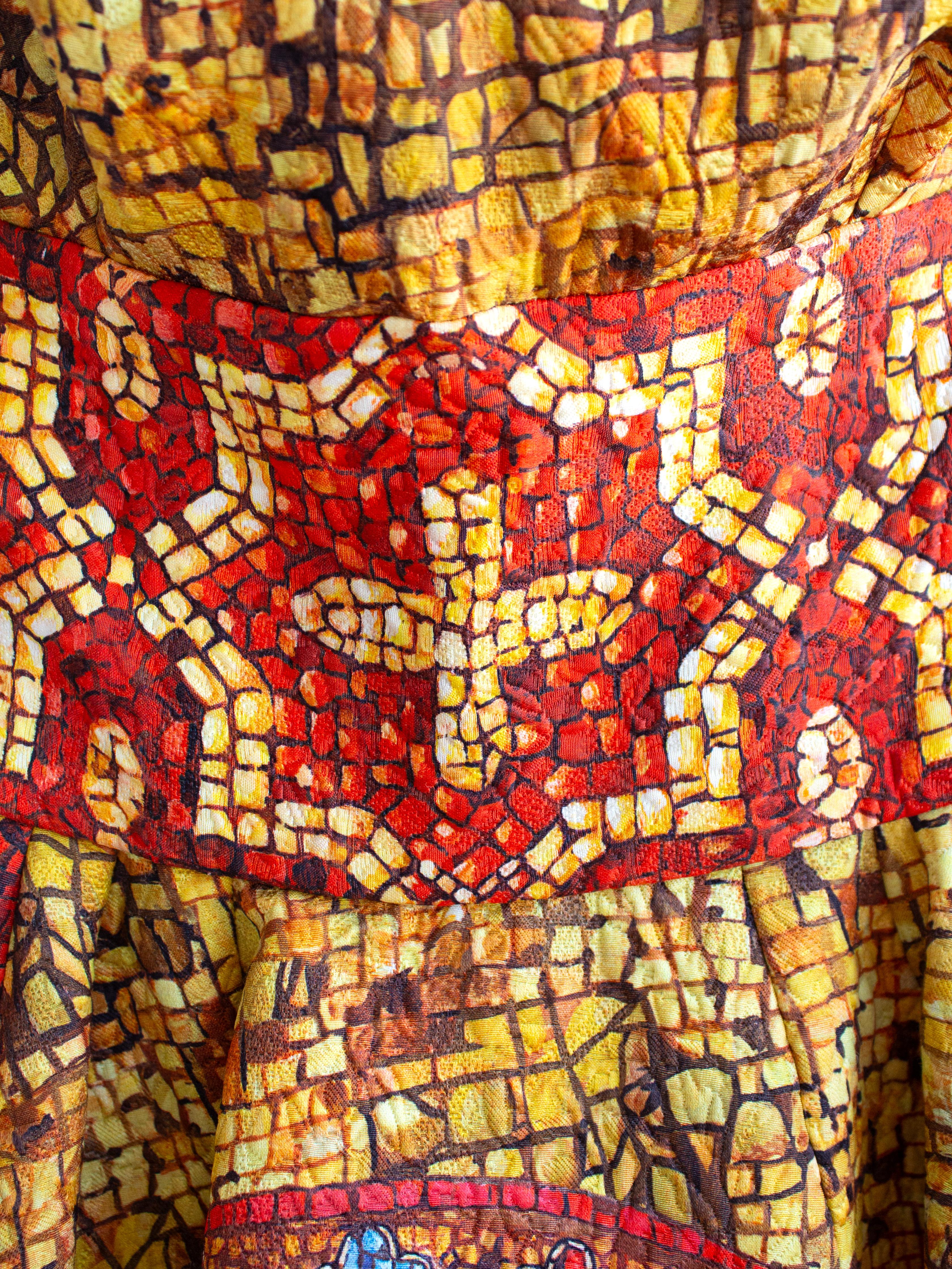 Dolce&Gabbana Fall/Winter 2013 Byzantine Mosaic Gold Red Cross Lion Dress 4