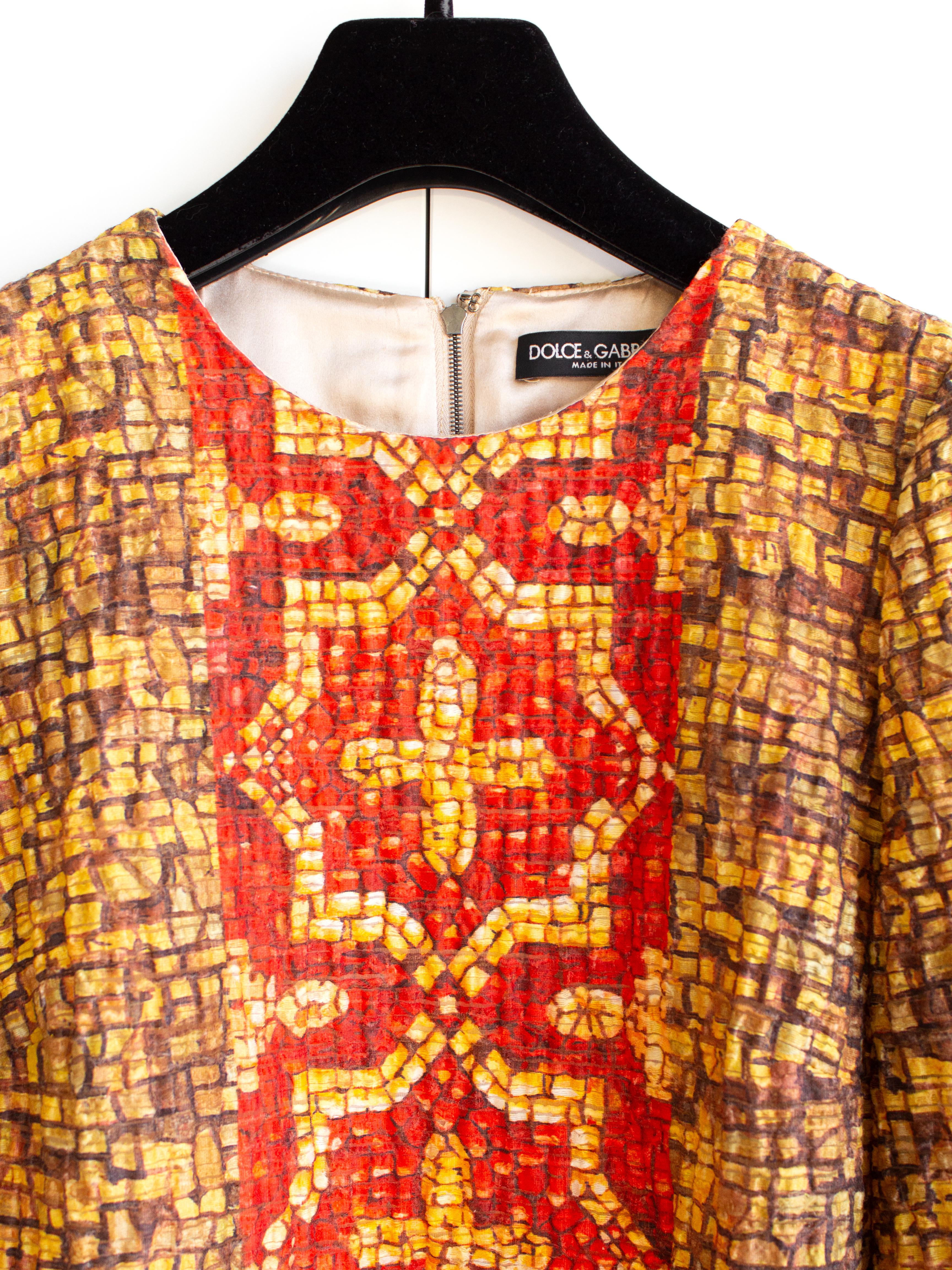 Dolce&Gabbana Fall/Winter 2013 Byzantine Runway Mosaic Gold Red Cross Dress For Sale 4
