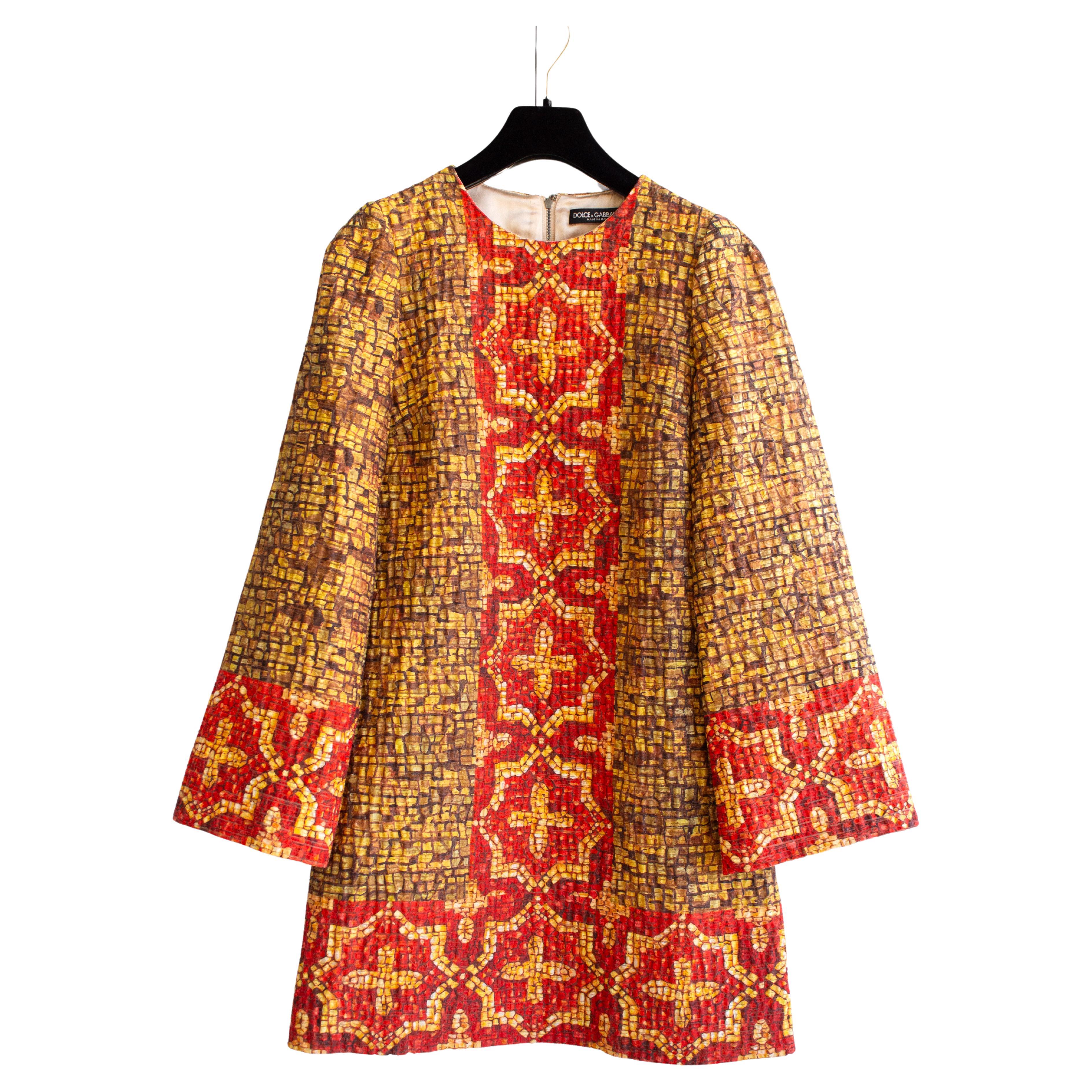 Dolce&Gabbana Fall/Winter 2013 Byzantine Runway Mosaic Gold Red Cross Dress For Sale