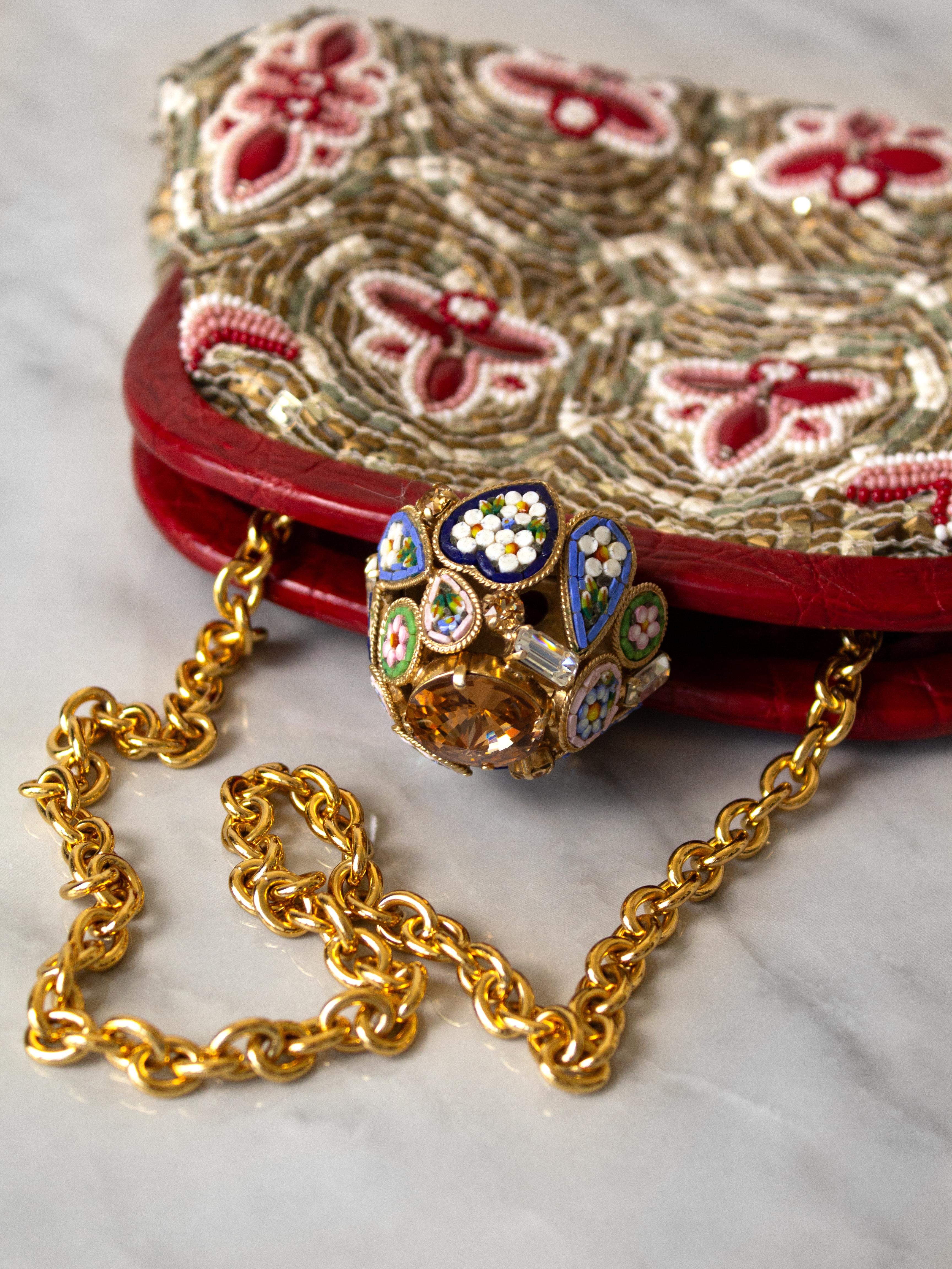 Dolce&Gabbana Fall/Winter 2013 Miss Dea Byzantine Mosaic Gold Red Clutch Bag For Sale 6