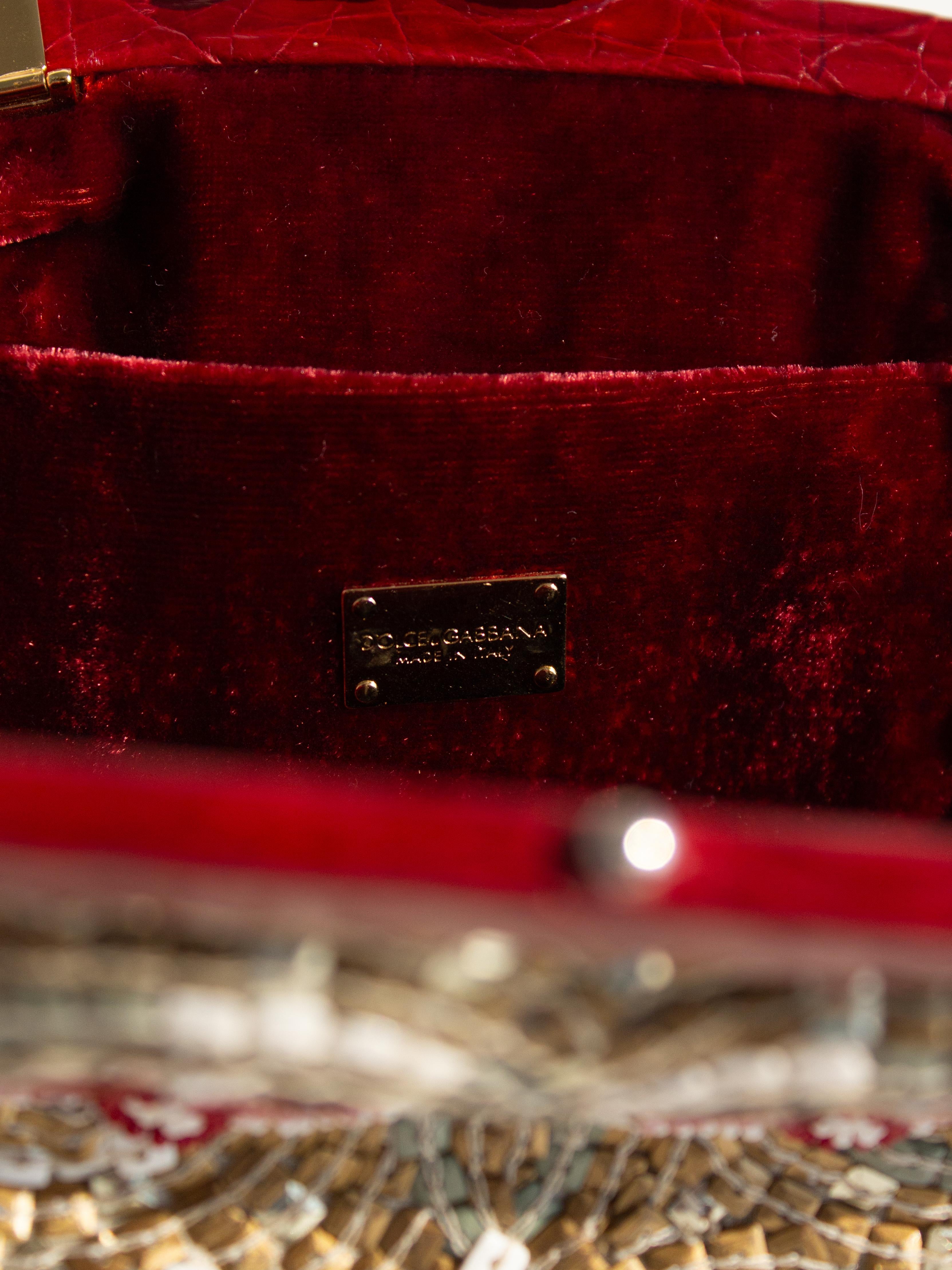 Dolce&Gabbana Fall/Winter 2013 Miss Dea Byzantine Mosaic Gold Red Clutch Bag For Sale 7