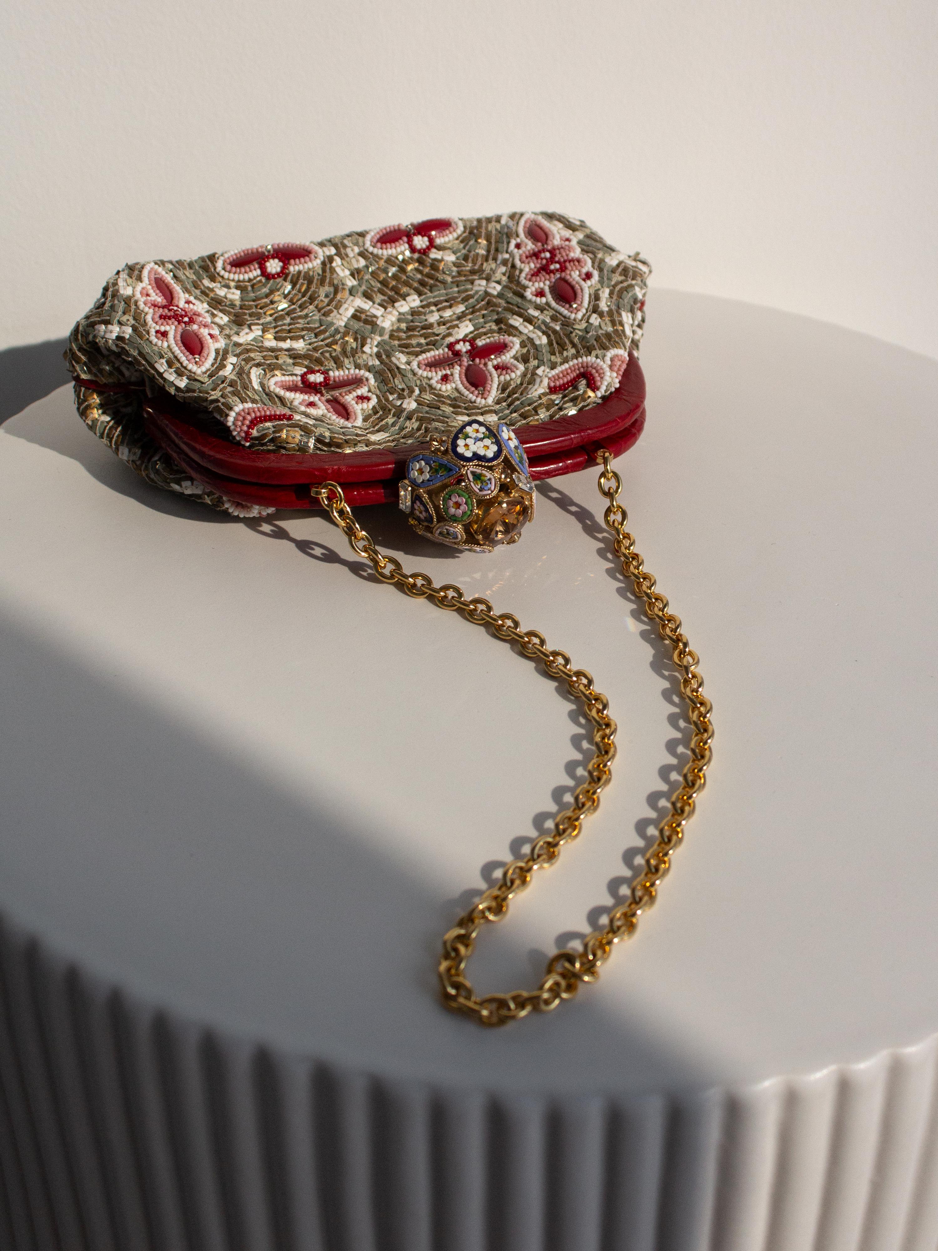 Dolce&Gabbana Fall/Winter 2013 Miss Dea Byzantine Mosaic Gold Red Clutch Bag For Sale 9