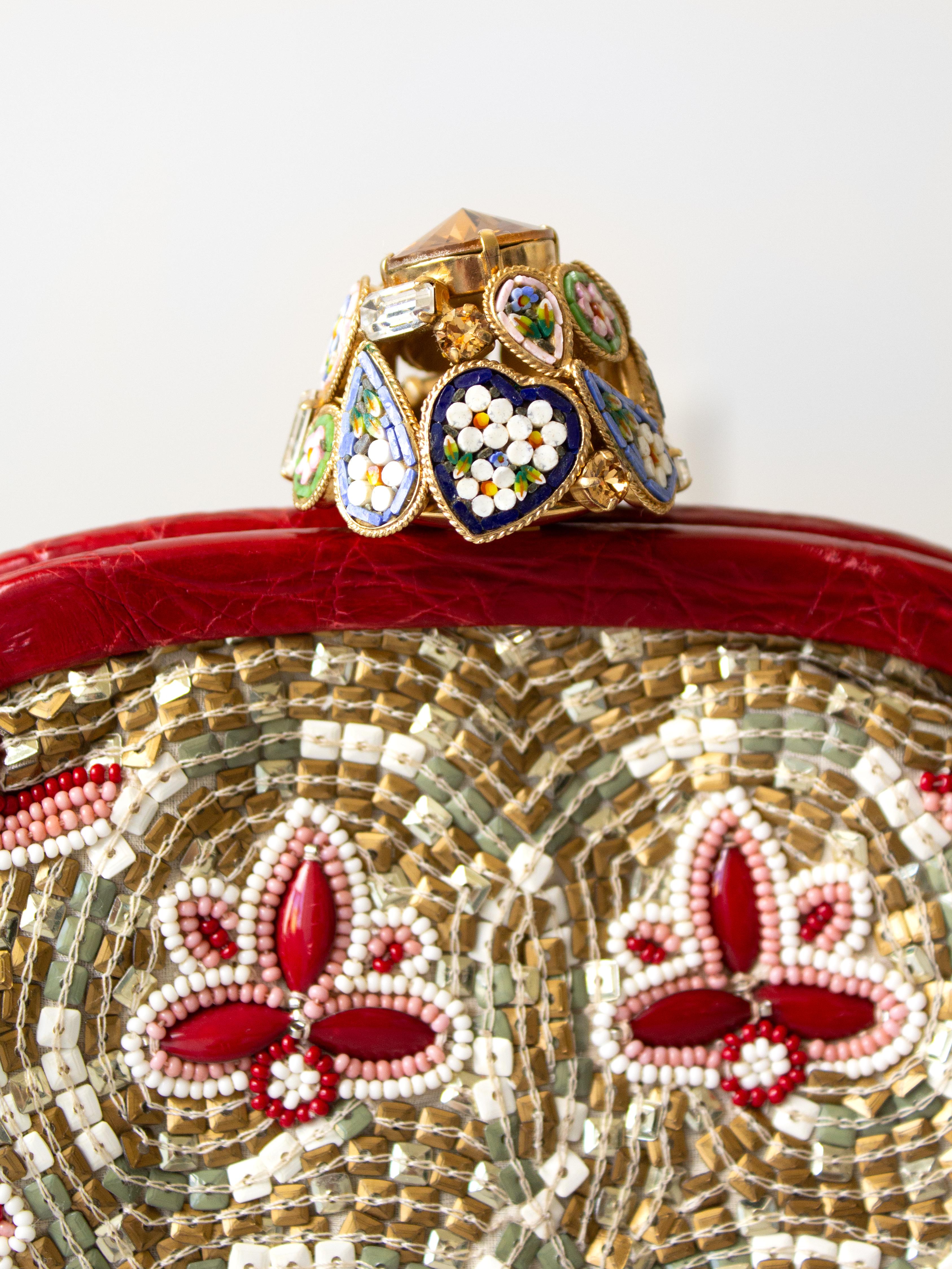 Dolce&Gabbana Fall/Winter 2013 Miss Dea Byzantine Mosaic Gold Red Clutch Bag In Good Condition For Sale In Jersey City, NJ