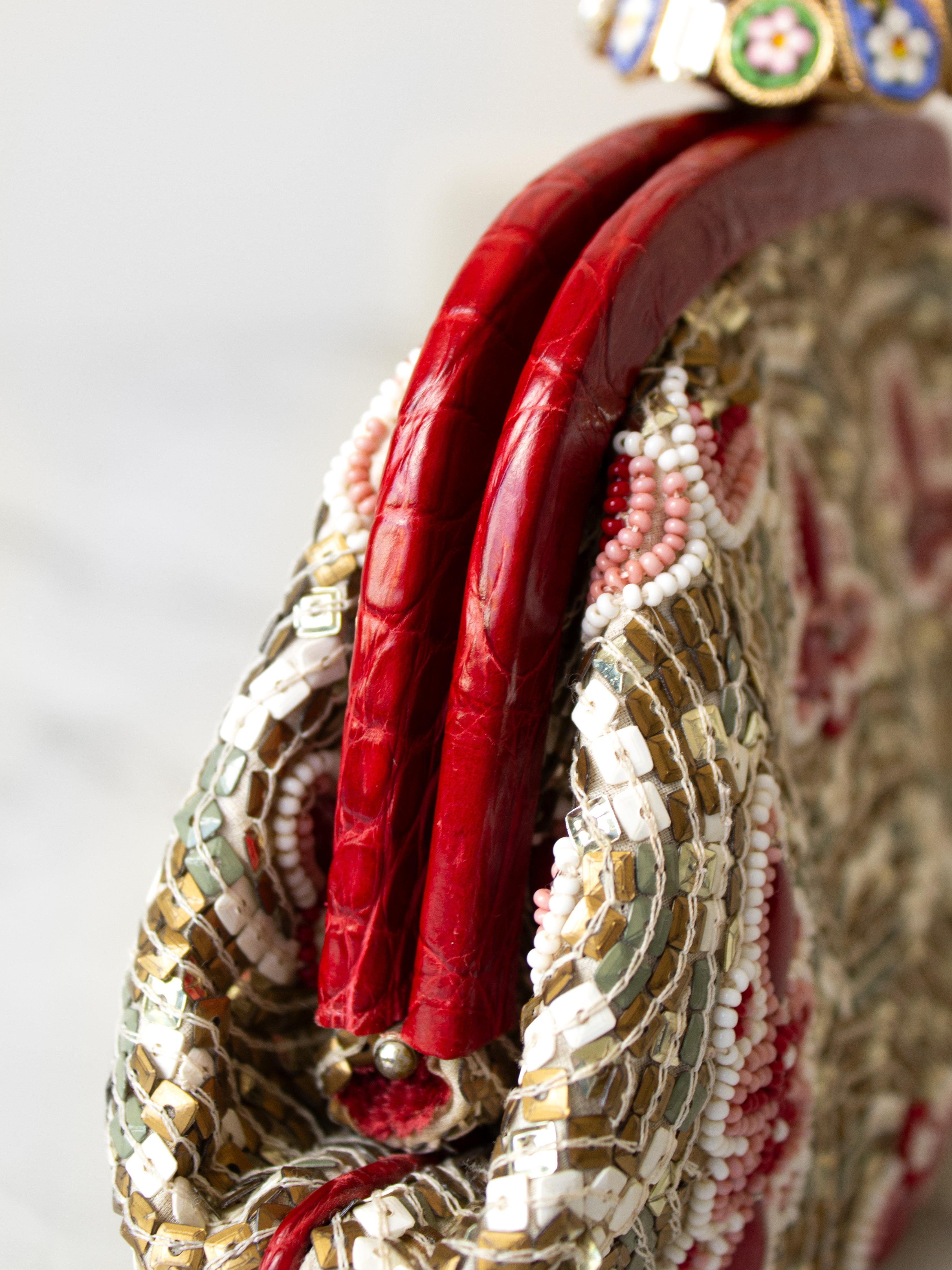 Women's Dolce&Gabbana Fall/Winter 2013 Miss Dea Byzantine Mosaic Gold Red Clutch Bag For Sale