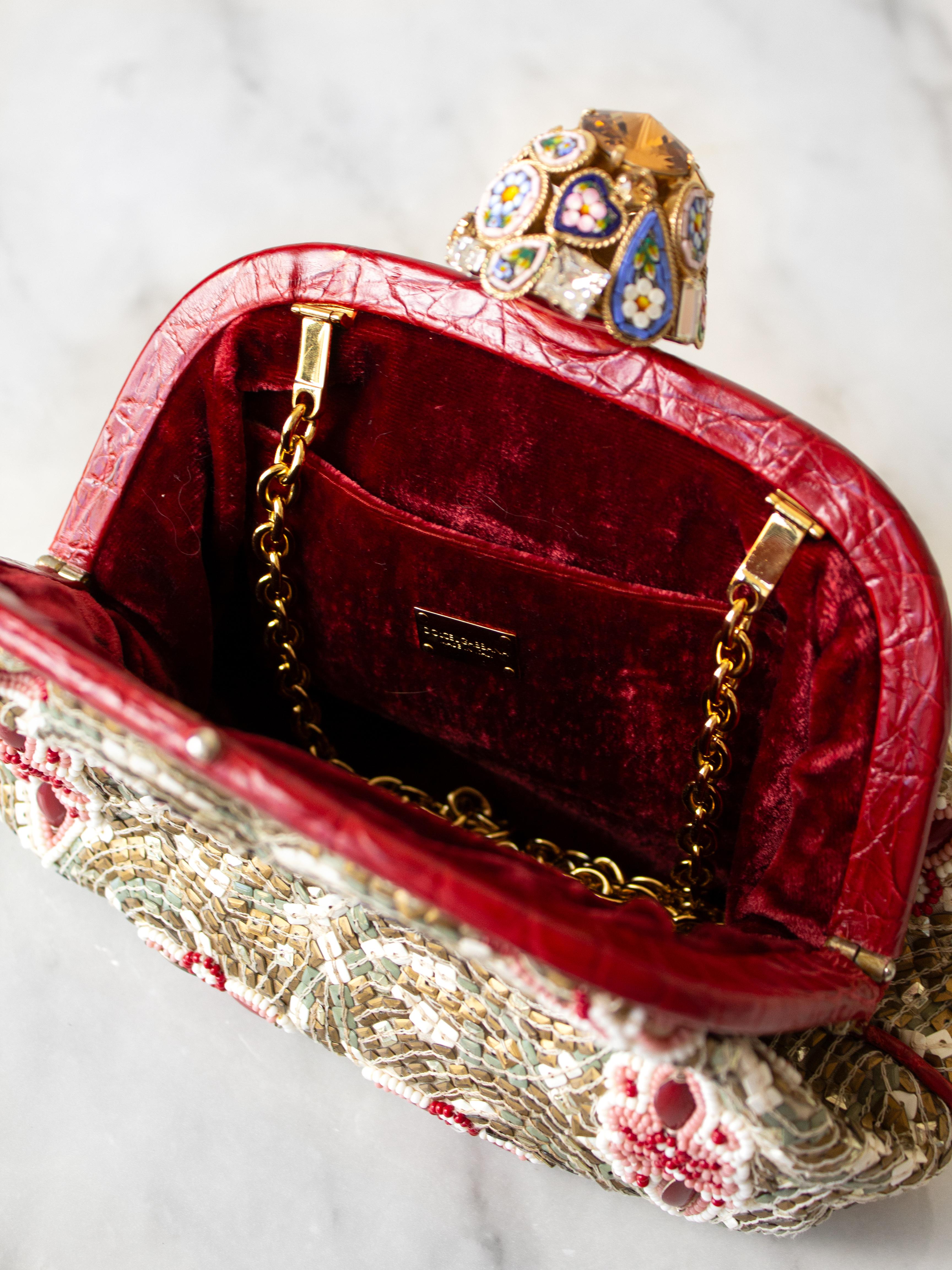 Dolce&Gabbana Fall/Winter 2013 Miss Dea Byzantine Mosaic Gold Red Clutch Bag For Sale 4