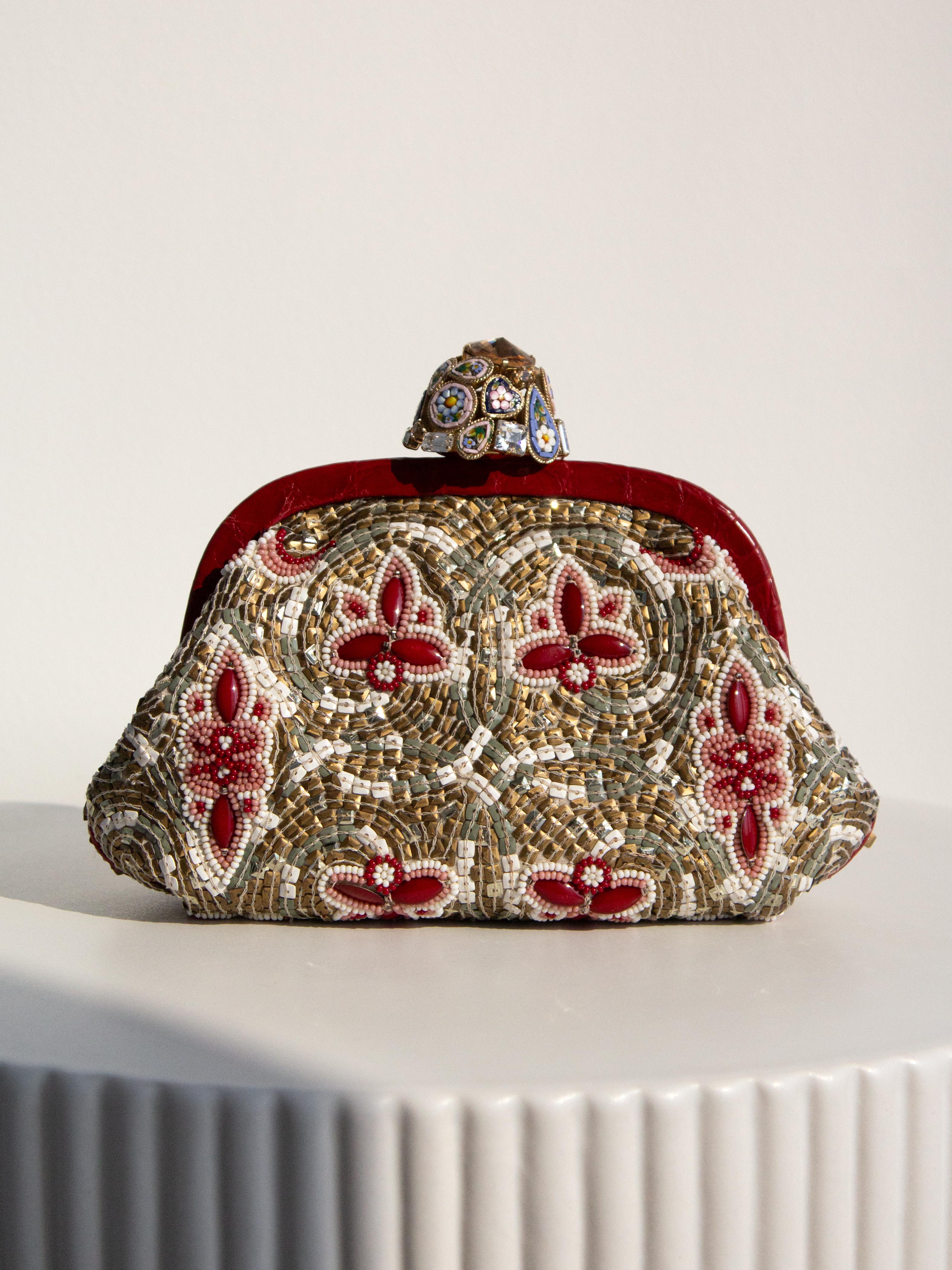 Dolce&Gabbana Fall/Winter 2013 Miss Dea Byzantine Mosaic Gold Red Clutch Bag For Sale 3