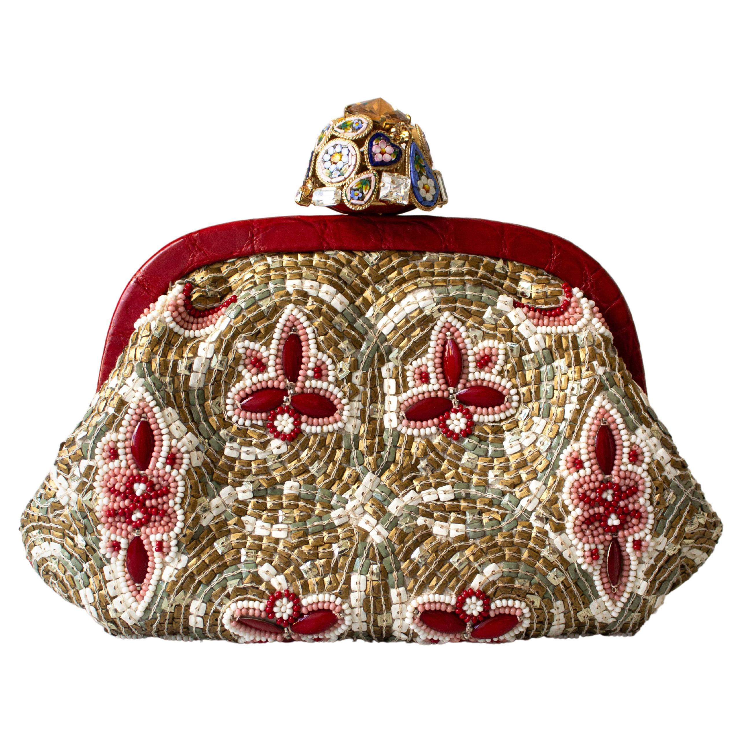 Dolce&Gabbana Fall/Winter 2013 Miss Dea Byzantine Mosaic Gold Red Clutch Bag For Sale