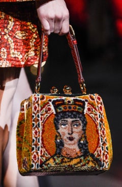 Dolce&Gabbana Fall/Winter 2013 Queen Regina Gold Red Multicolor Velvet Bag